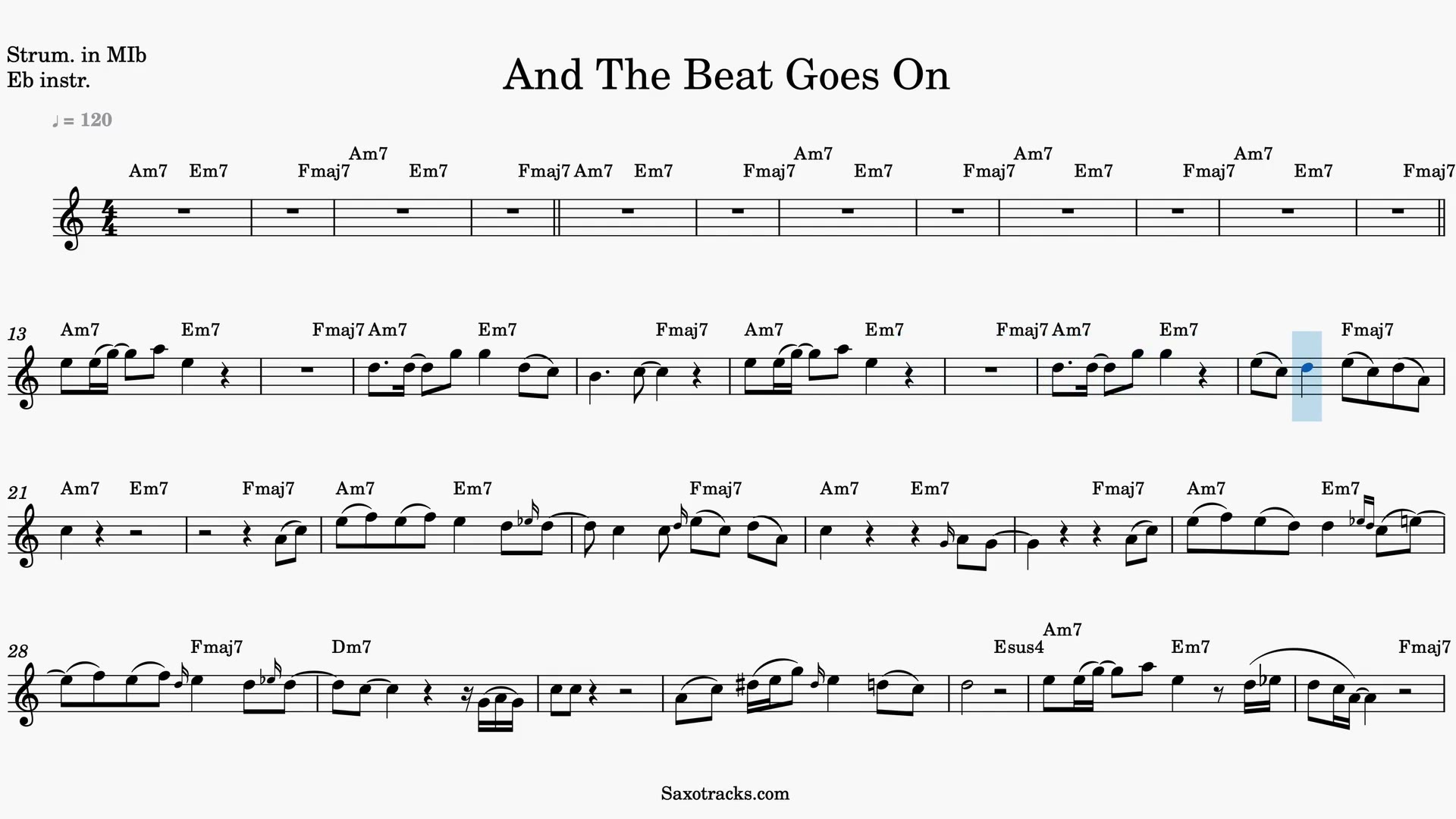 And the Beat Goes On — Video-Notenvorschau in Es