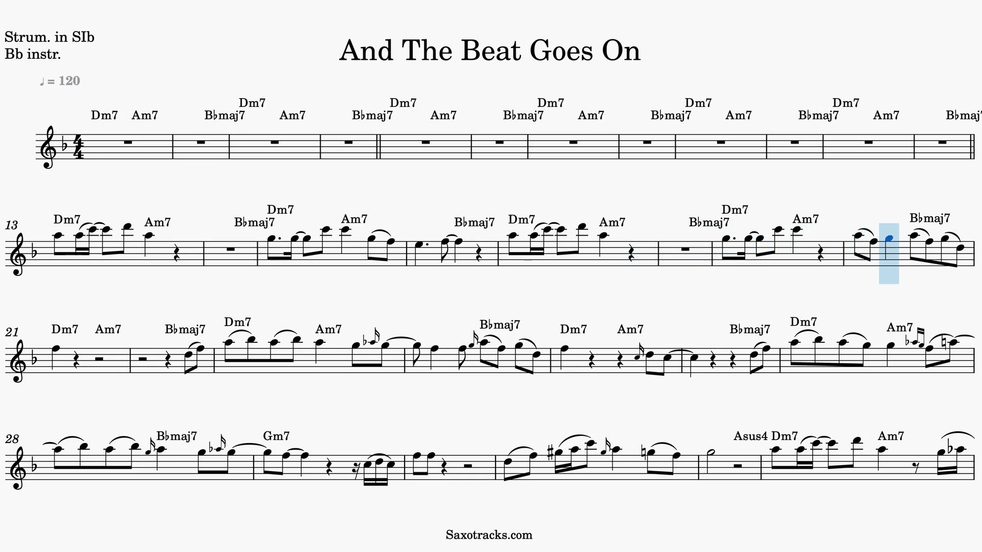 And the Beat Goes On — Video-Notenvorschau in B