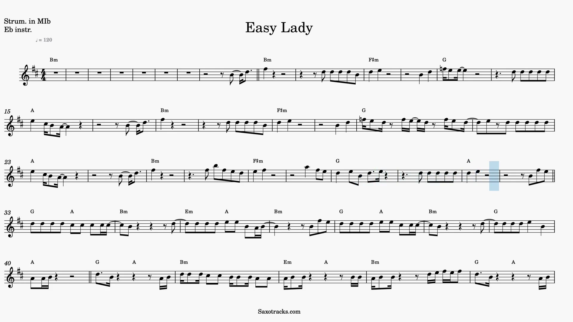 Easy Lady — Video-Notenvorschau in Es