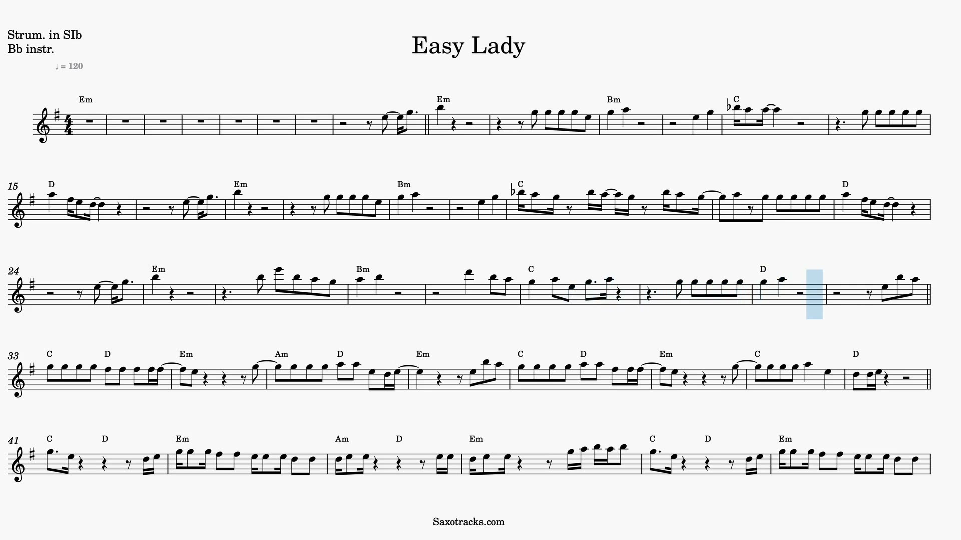 Easy Lady — Video-Notenvorschau in B