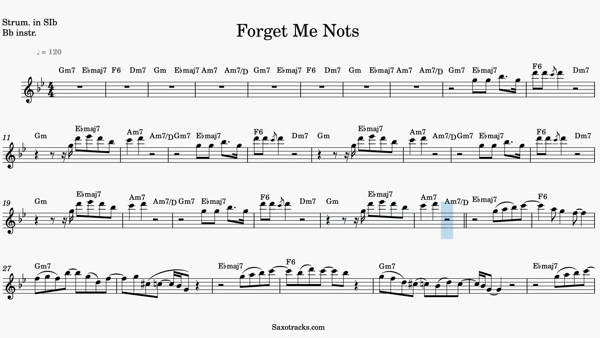 Forget Me Nots — Video-Notenvorschau in B