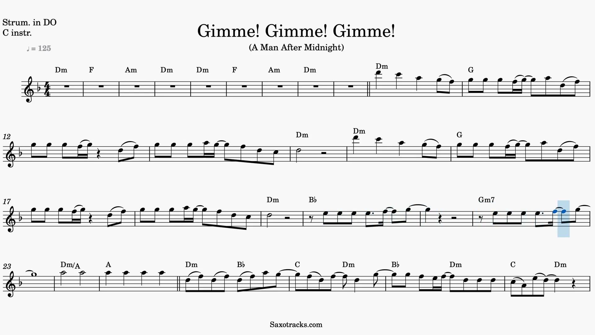 Gimme! Gimme! Gimme! (A Man After Midnight) — Video-Notenvorschau in C