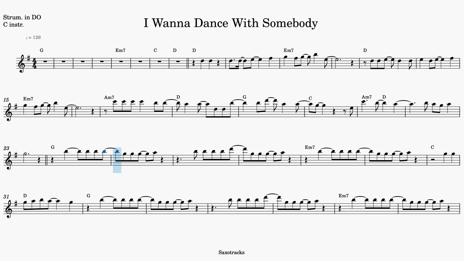 I Wanna Dance with Somebody — Aperçu vidéo de la partition en Ut