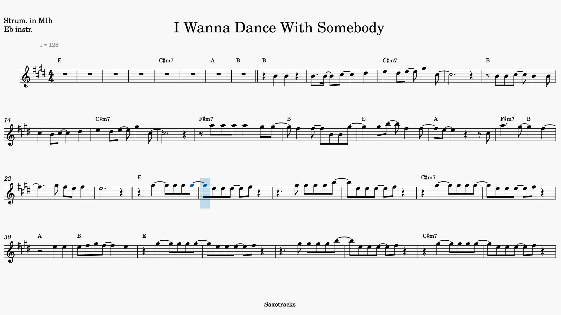 I Wanna Dance with Somebody — Aperçu vidéo de la partition en Mib