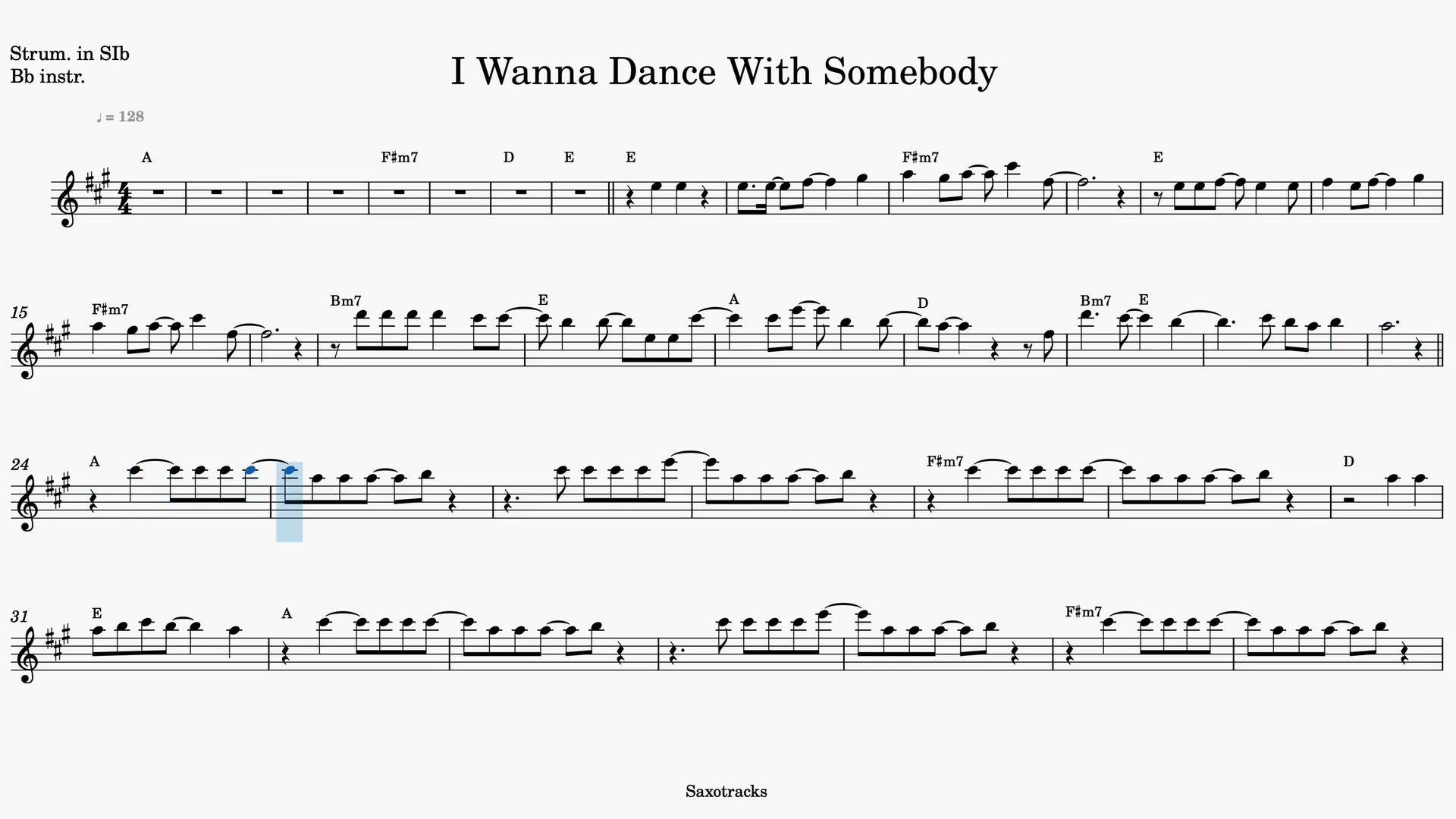 I Wanna Dance with Somebody — Aperçu vidéo de la partition en Sib