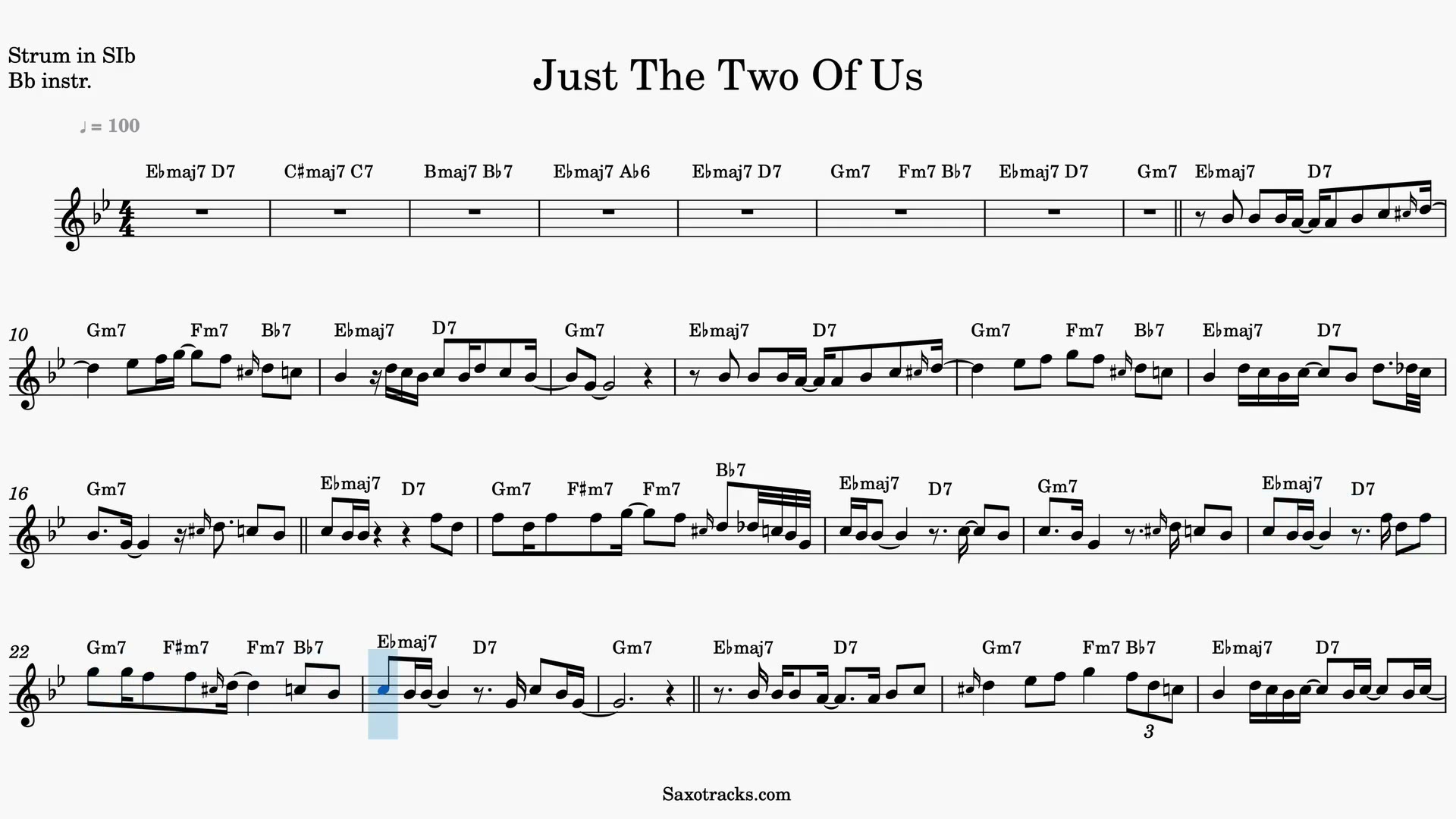 Just the Two of Us — Vista previa del video de partitura en Sib
