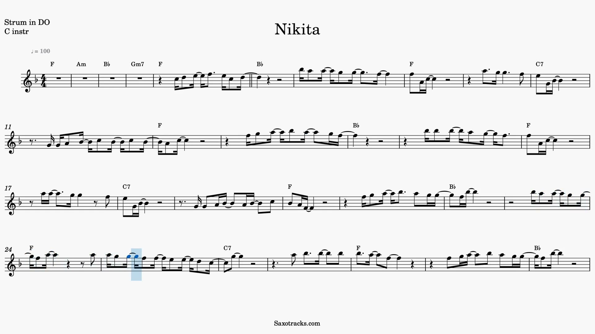 Nikita — Prévia do vídeo de partitura em Dó