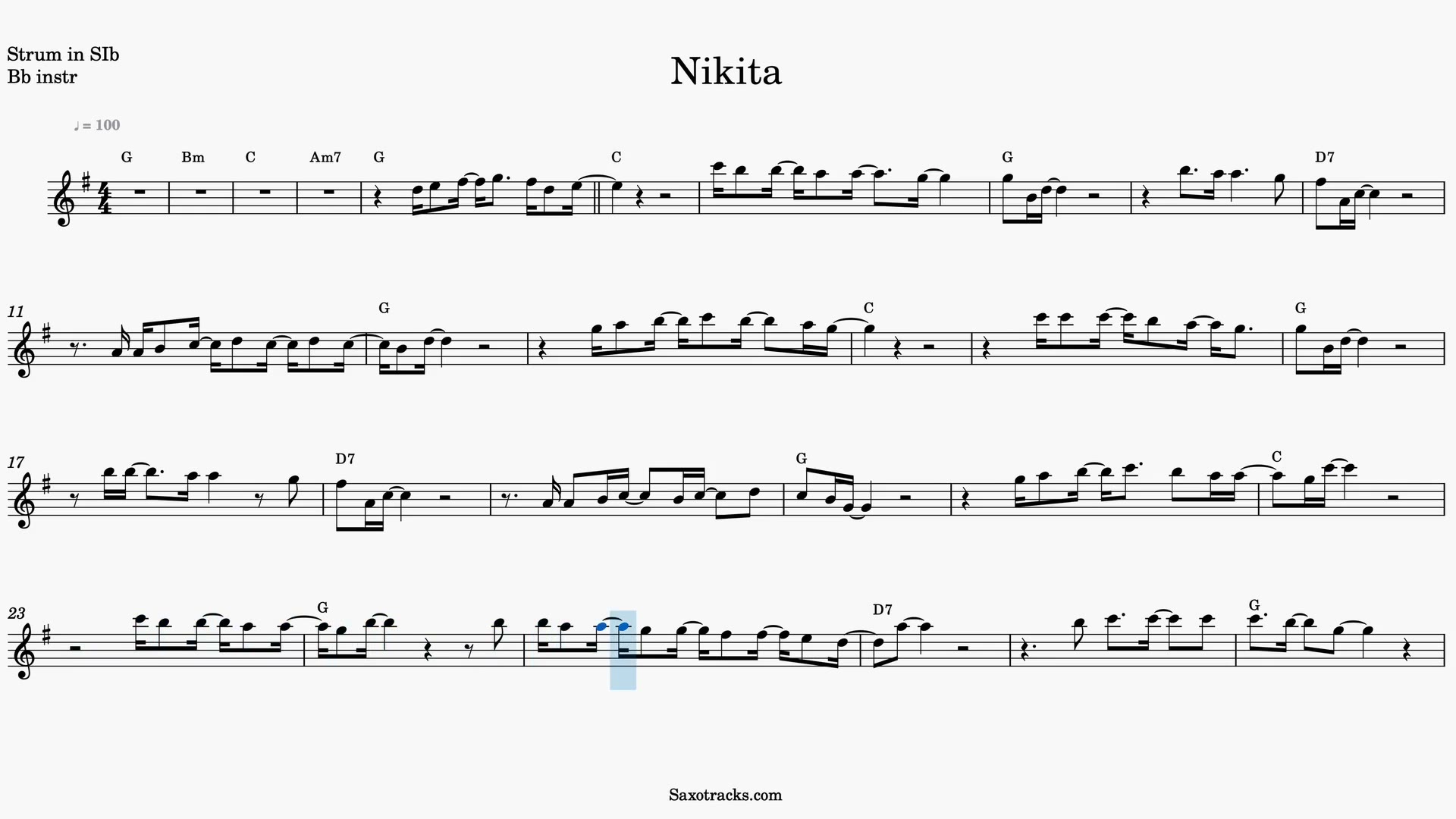 Nikita — Prévia do vídeo de partitura em Sib