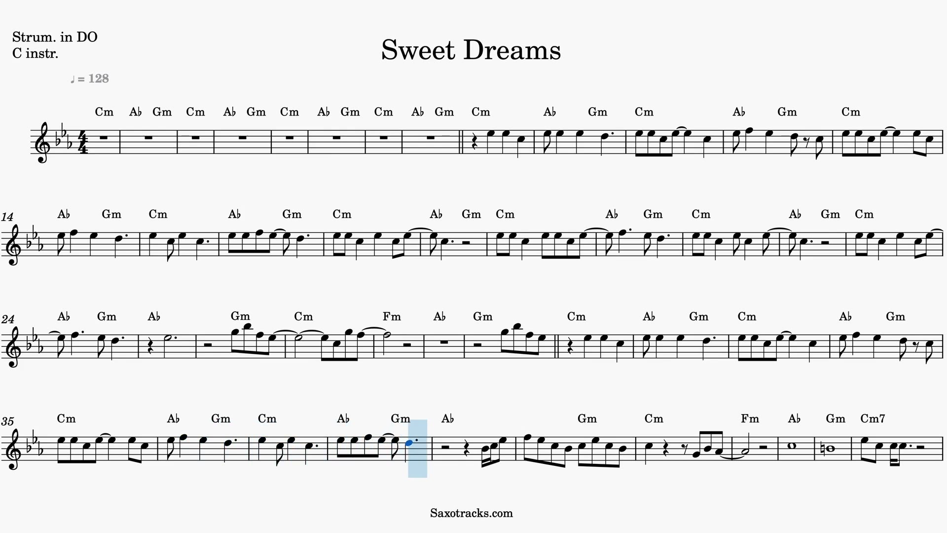 Sweet Dreams — Video-Notenvorschau in C