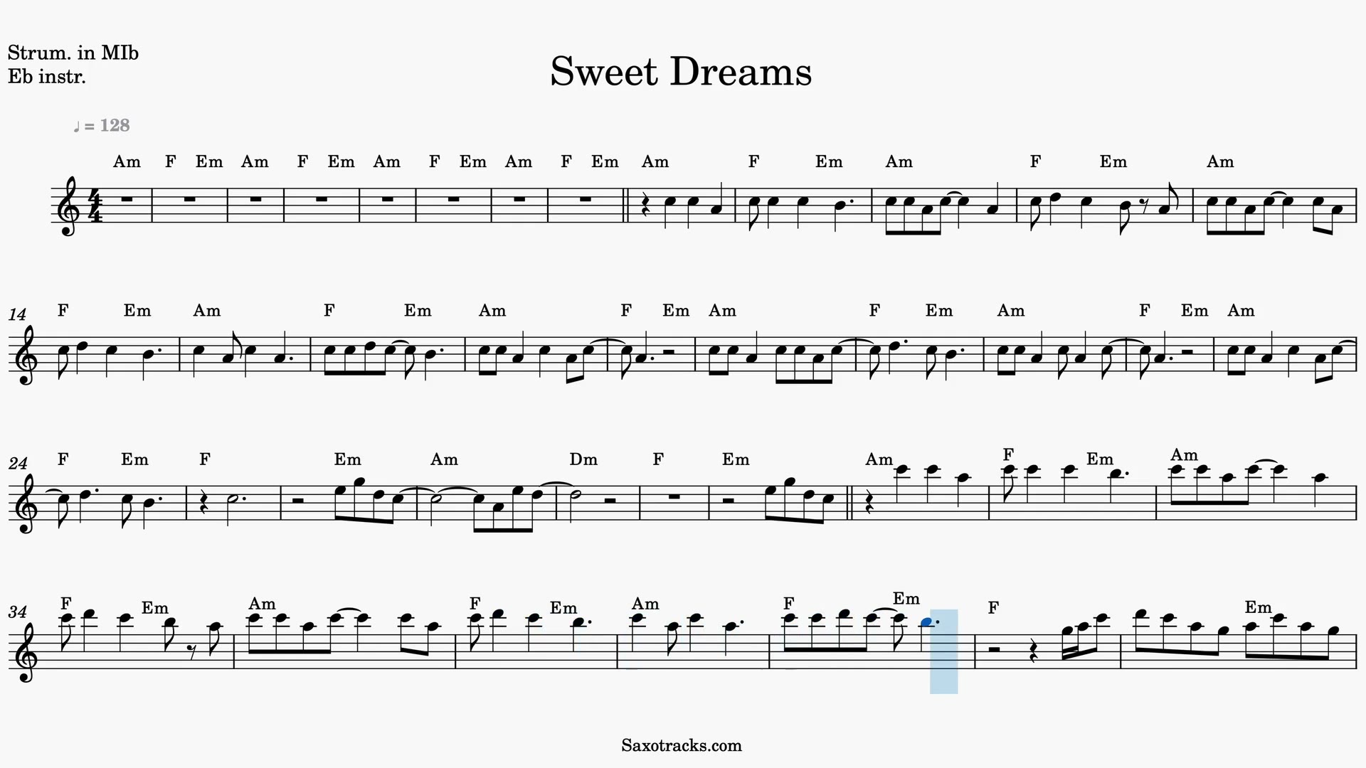 Sweet Dreams — Video-Notenvorschau in Es