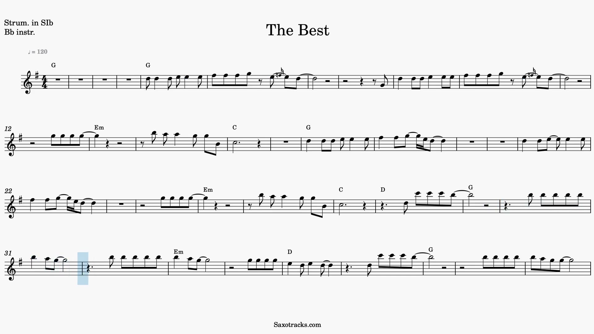 The Best — Anteprima video spartito in Sib