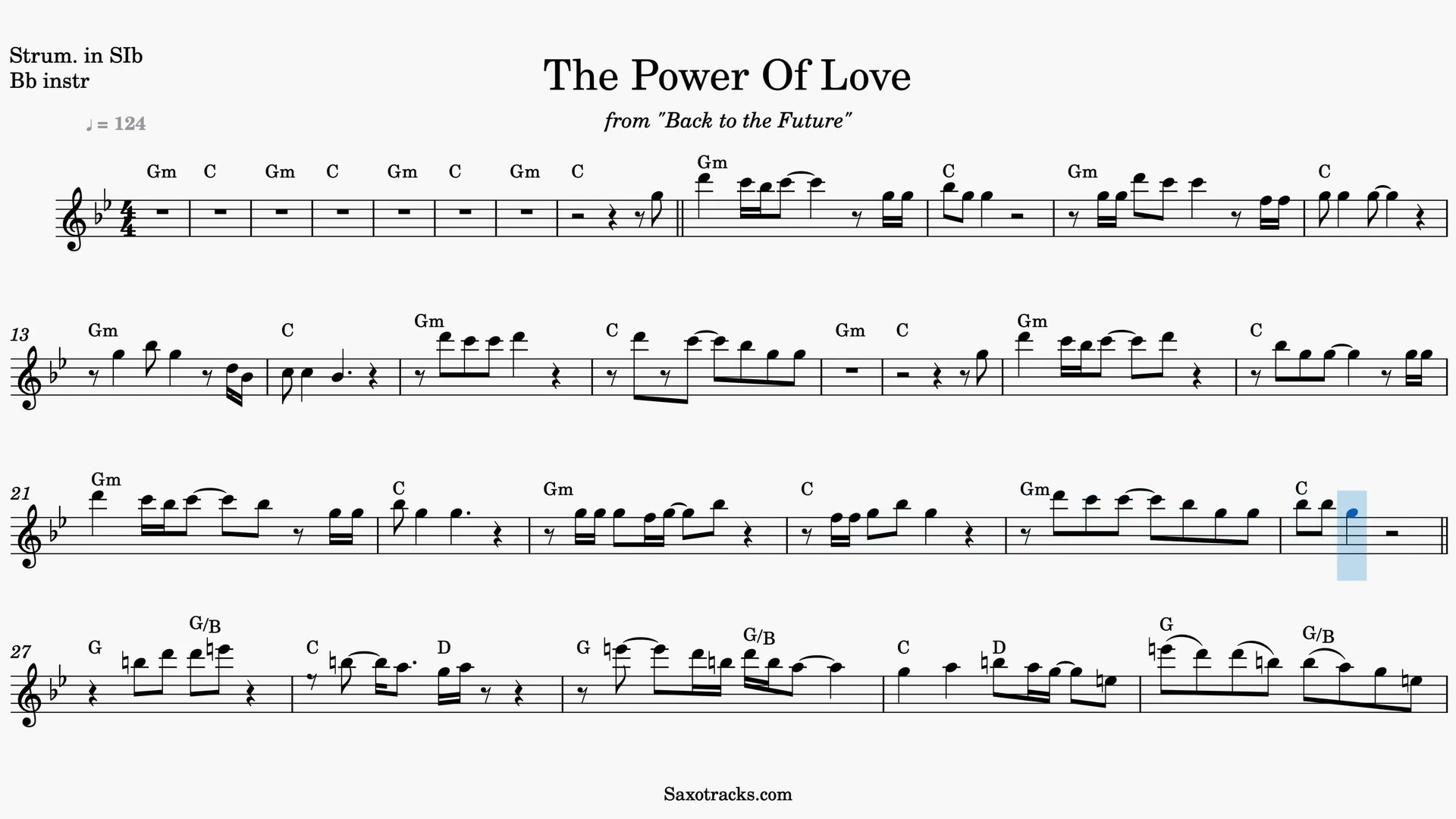 The Power of Love — Anteprima video spartito in Sib