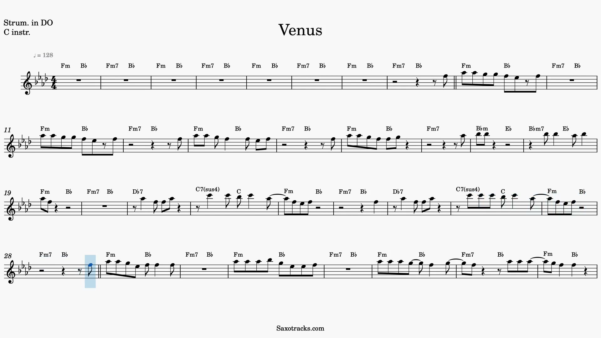 Venus — Aperçu vidéo de la partition en Ut