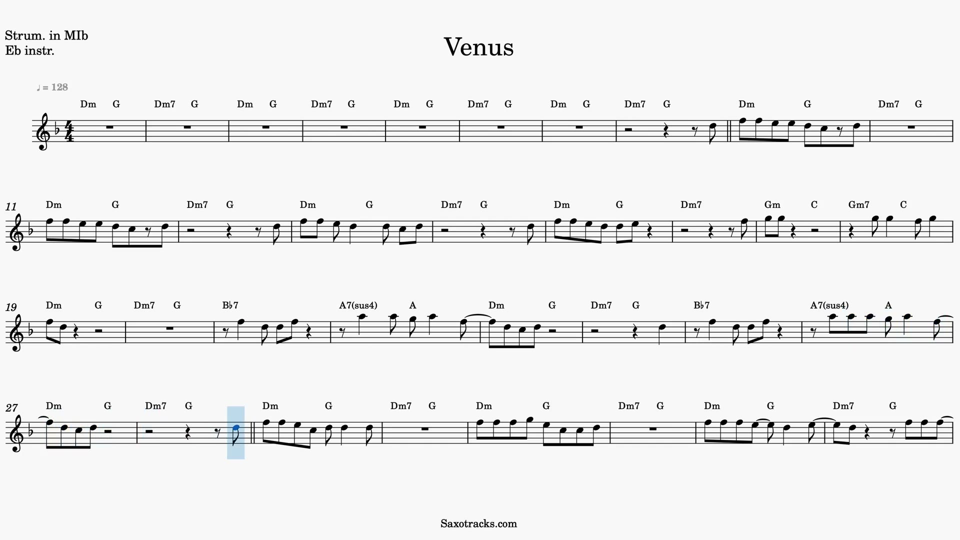 Venus — Aperçu vidéo de la partition en Mib