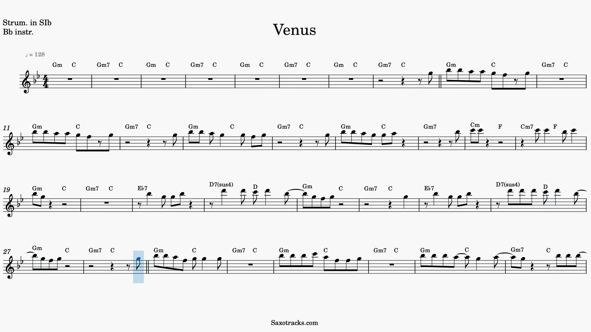 Venus — Aperçu vidéo de la partition en Sib