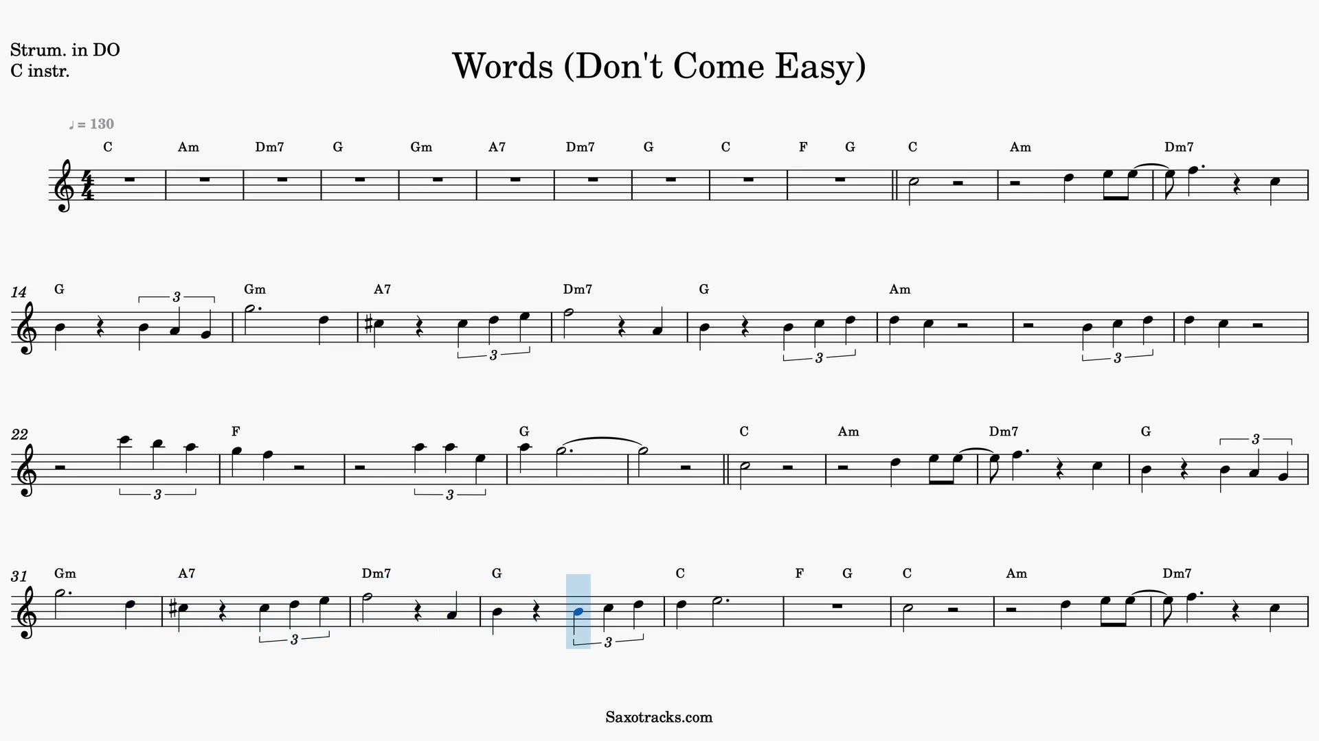 Words (Don't Come Easy) — Anteprima video spartito in Do