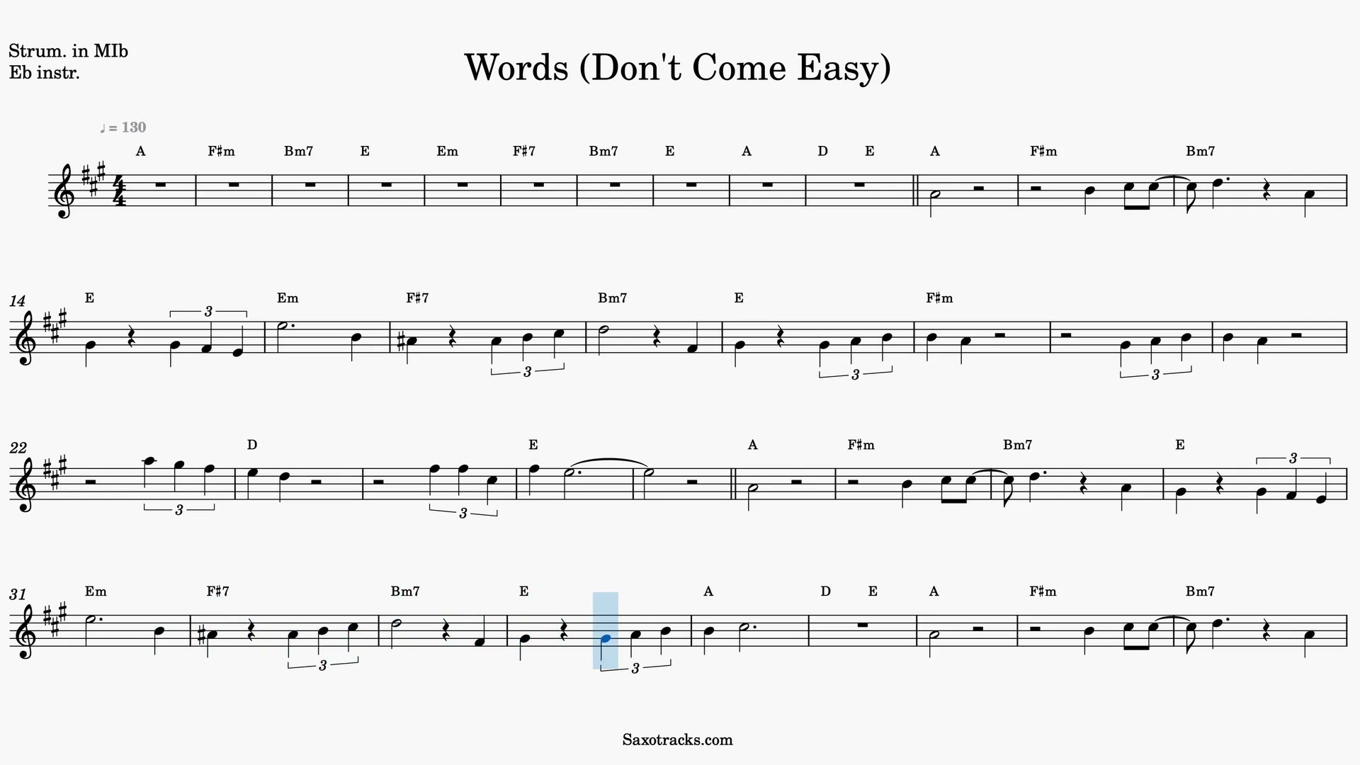 Words (Don't Come Easy) — Anteprima video spartito in Mib