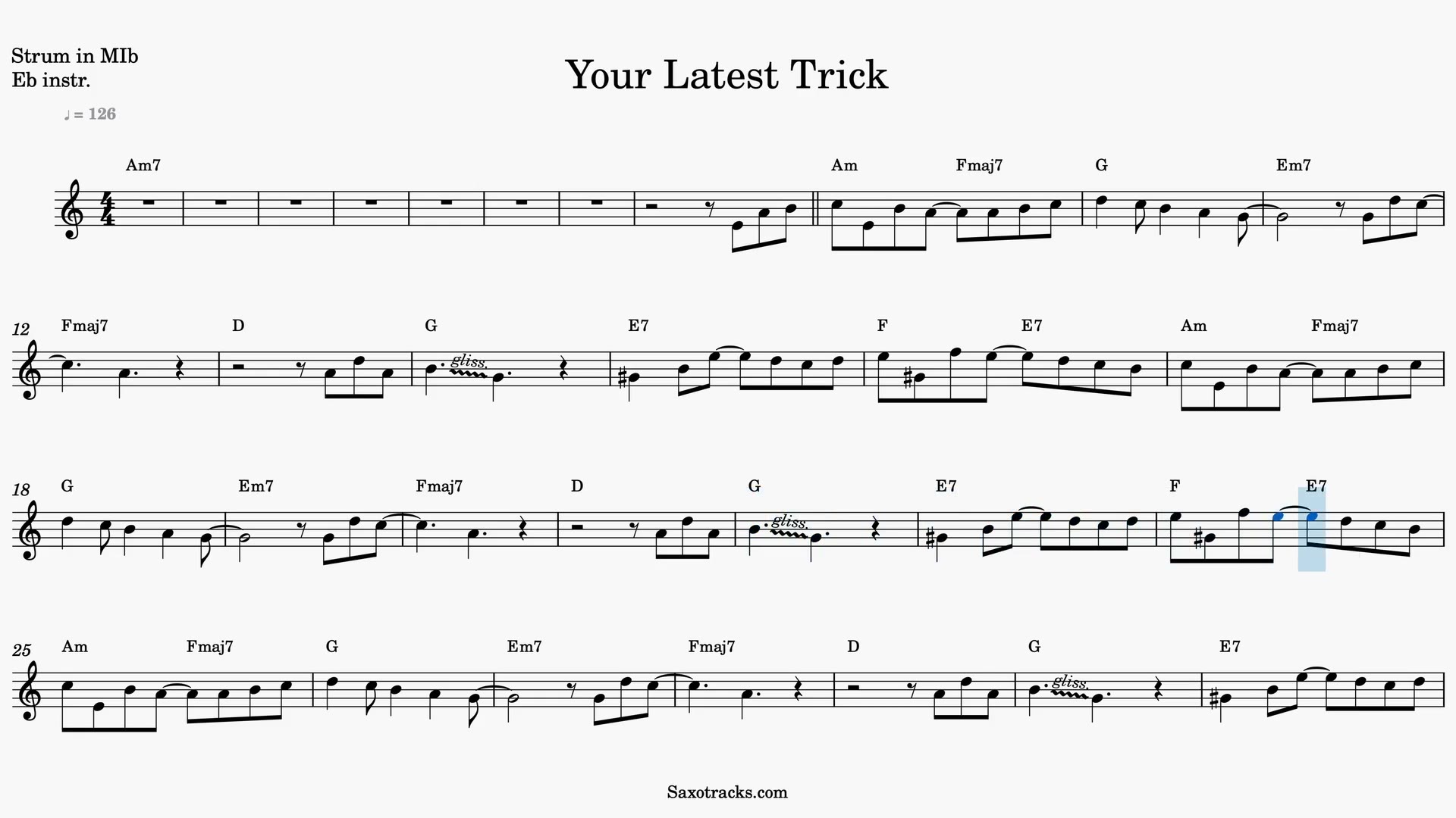 Your Latest Trick — Vista previa del video de partitura en Mib