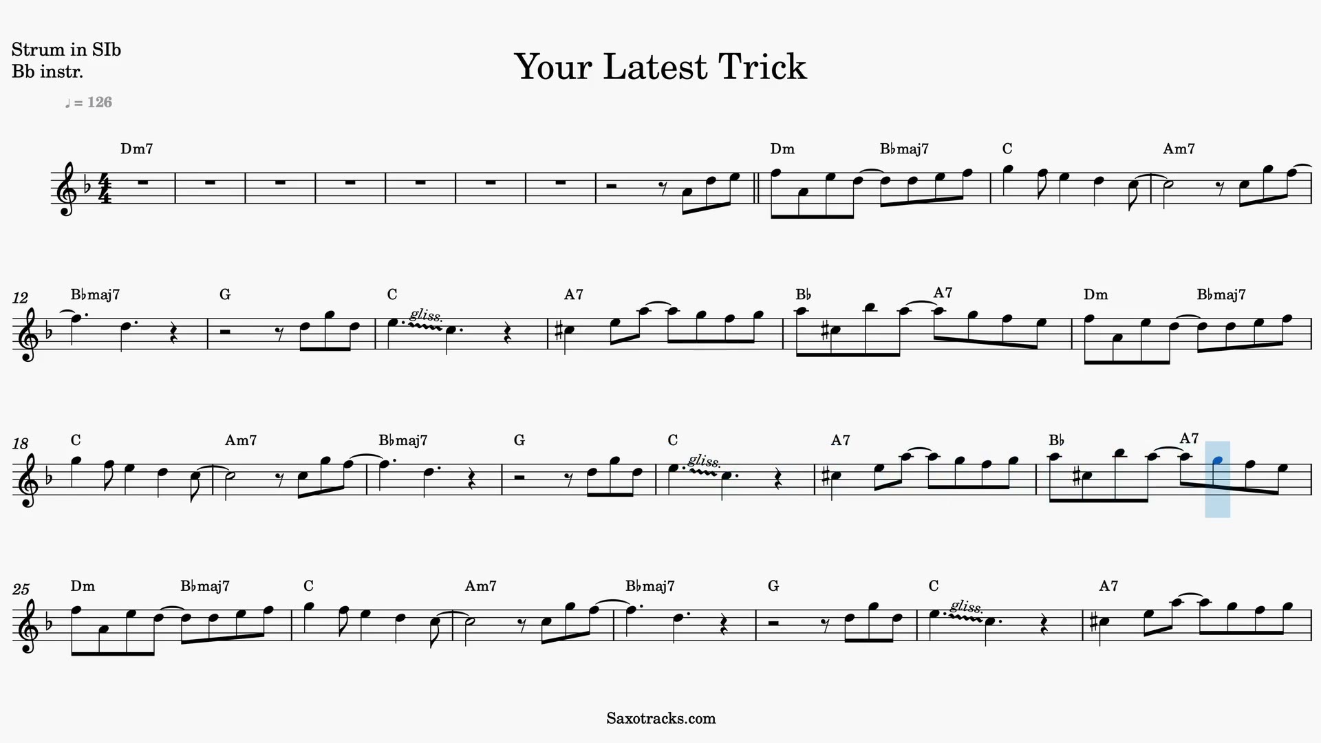 Your Latest Trick — Vista previa del video de partitura en Sib