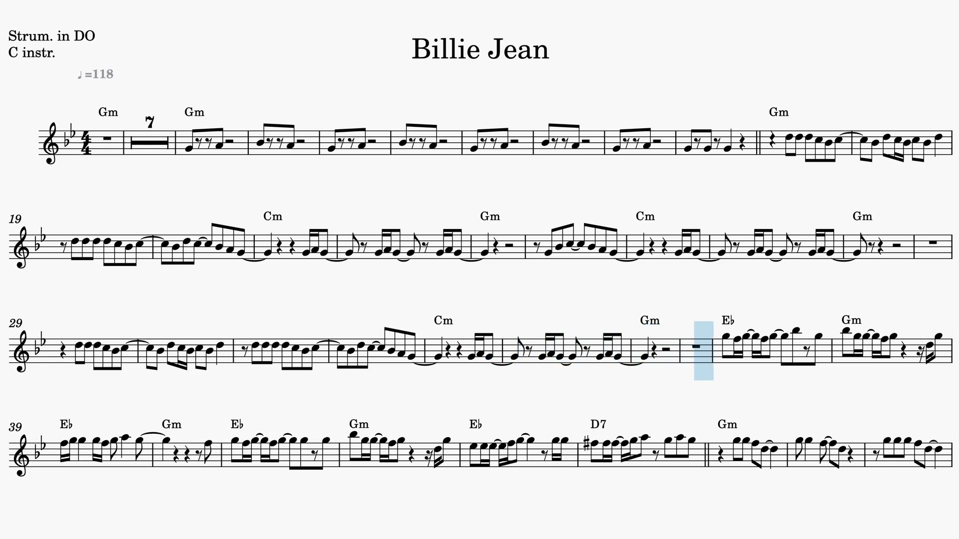 Billie Jean — Video-Notenvorschau in C