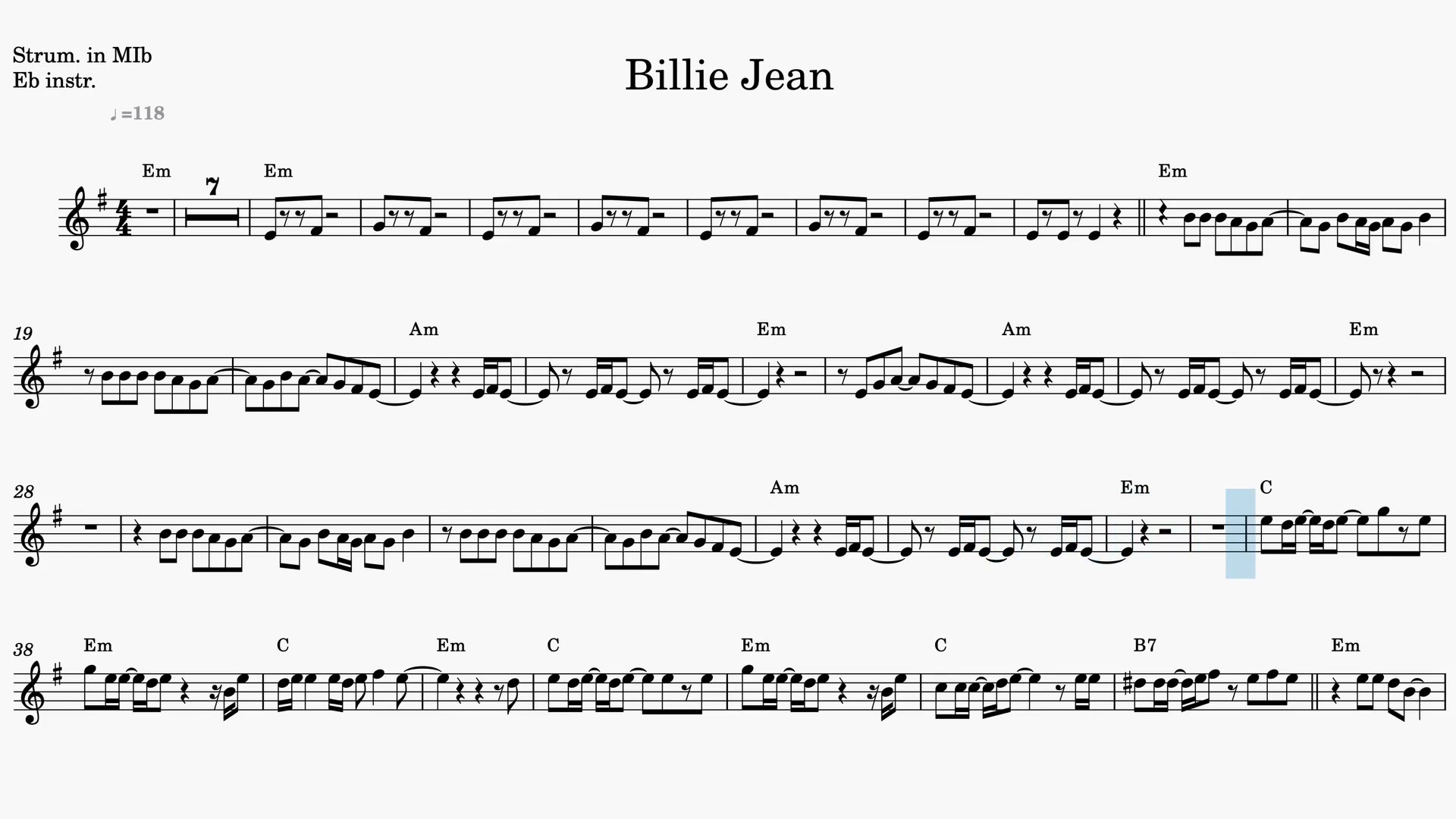 Billie Jean — Video-Notenvorschau in Es