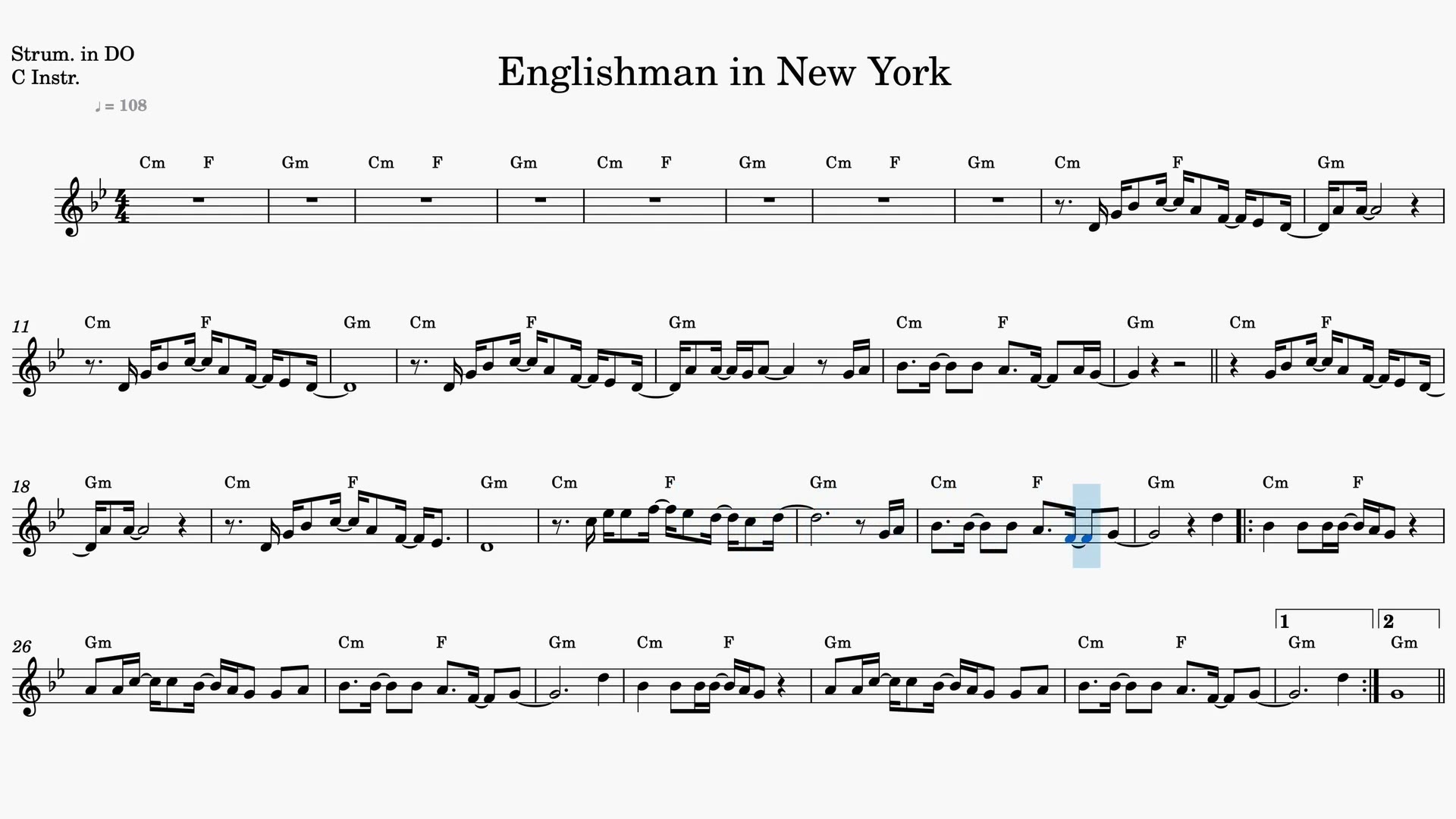 Englishman in New York — Anteprima video spartito in Do