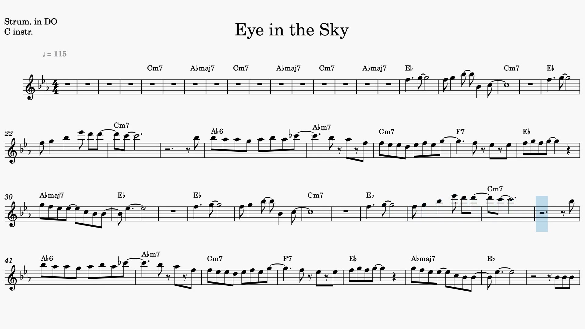 Eye in the Sky — Prévia do vídeo de partitura em Dó