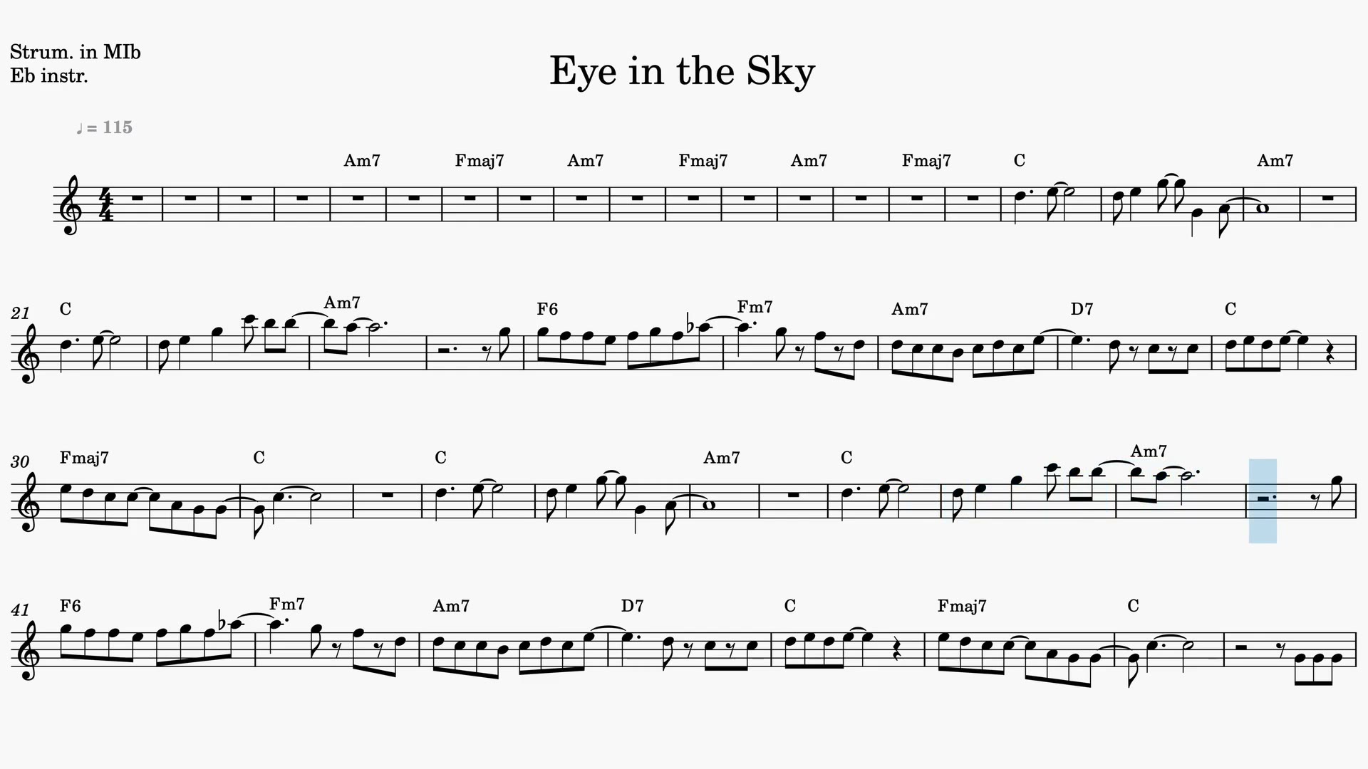 Eye in the Sky — Prévia do vídeo de partitura em Mib
