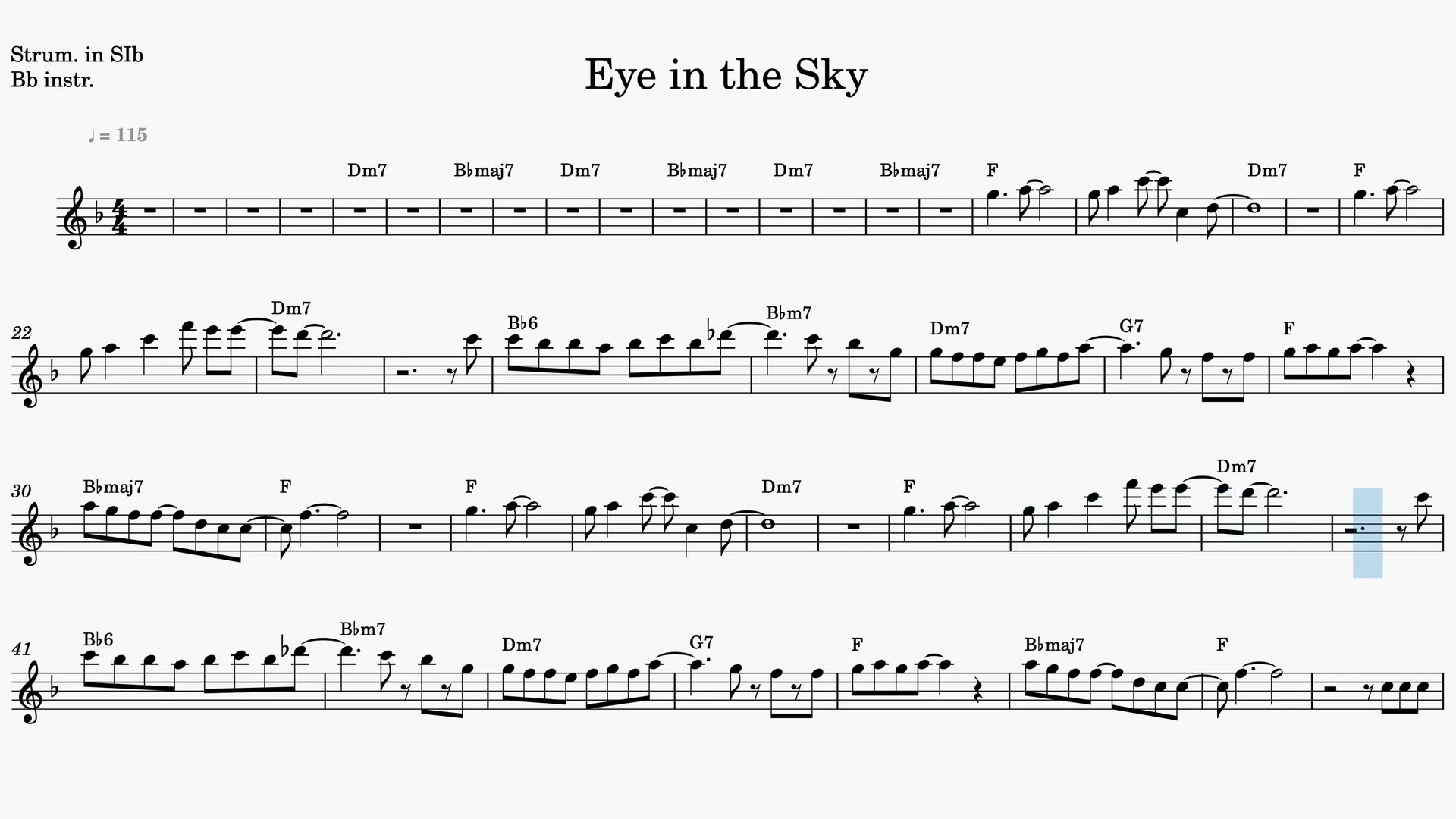 Eye in the Sky — Prévia do vídeo de partitura em Sib