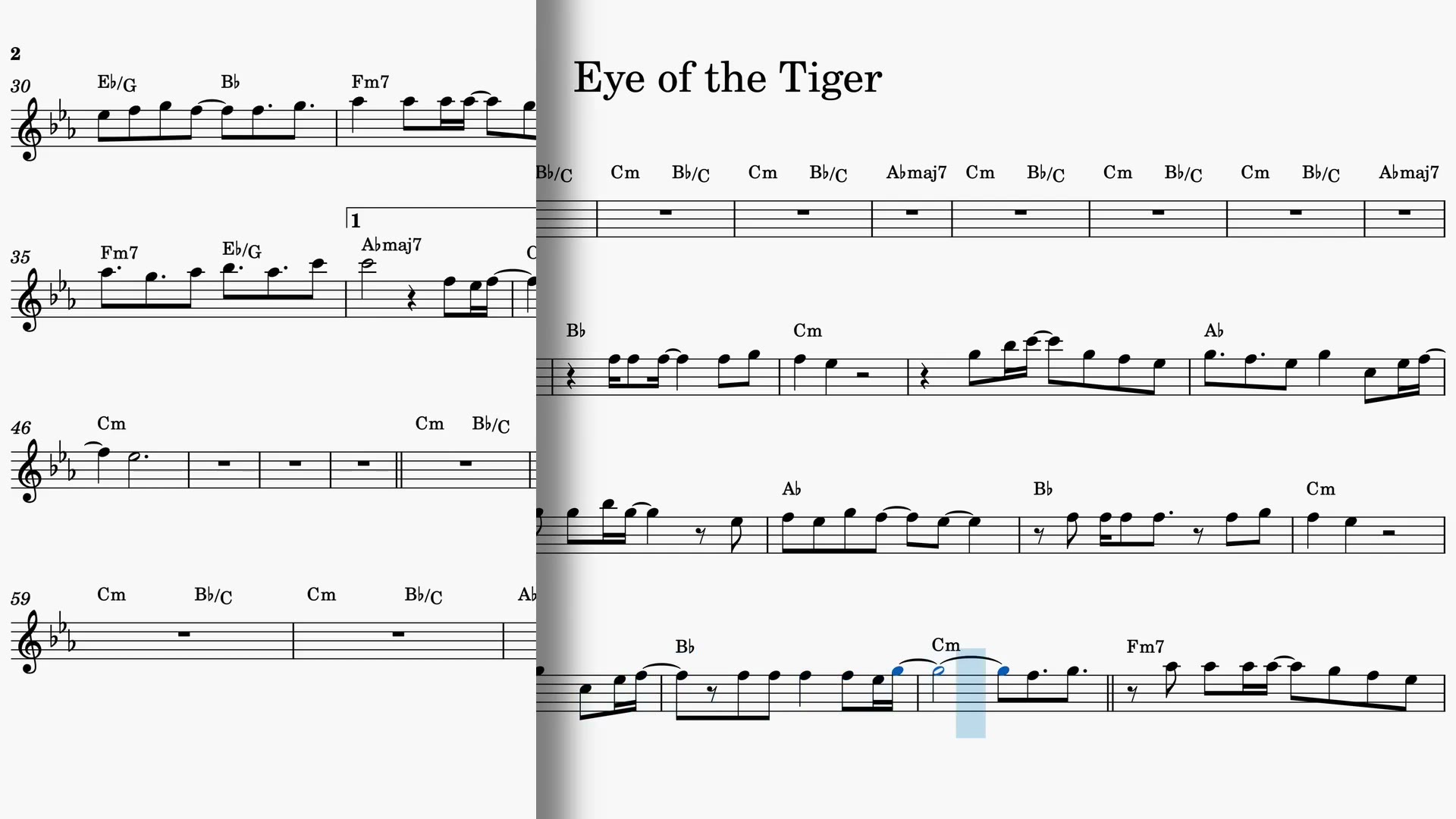 Eye of the Tiger — Video-Notenvorschau in C