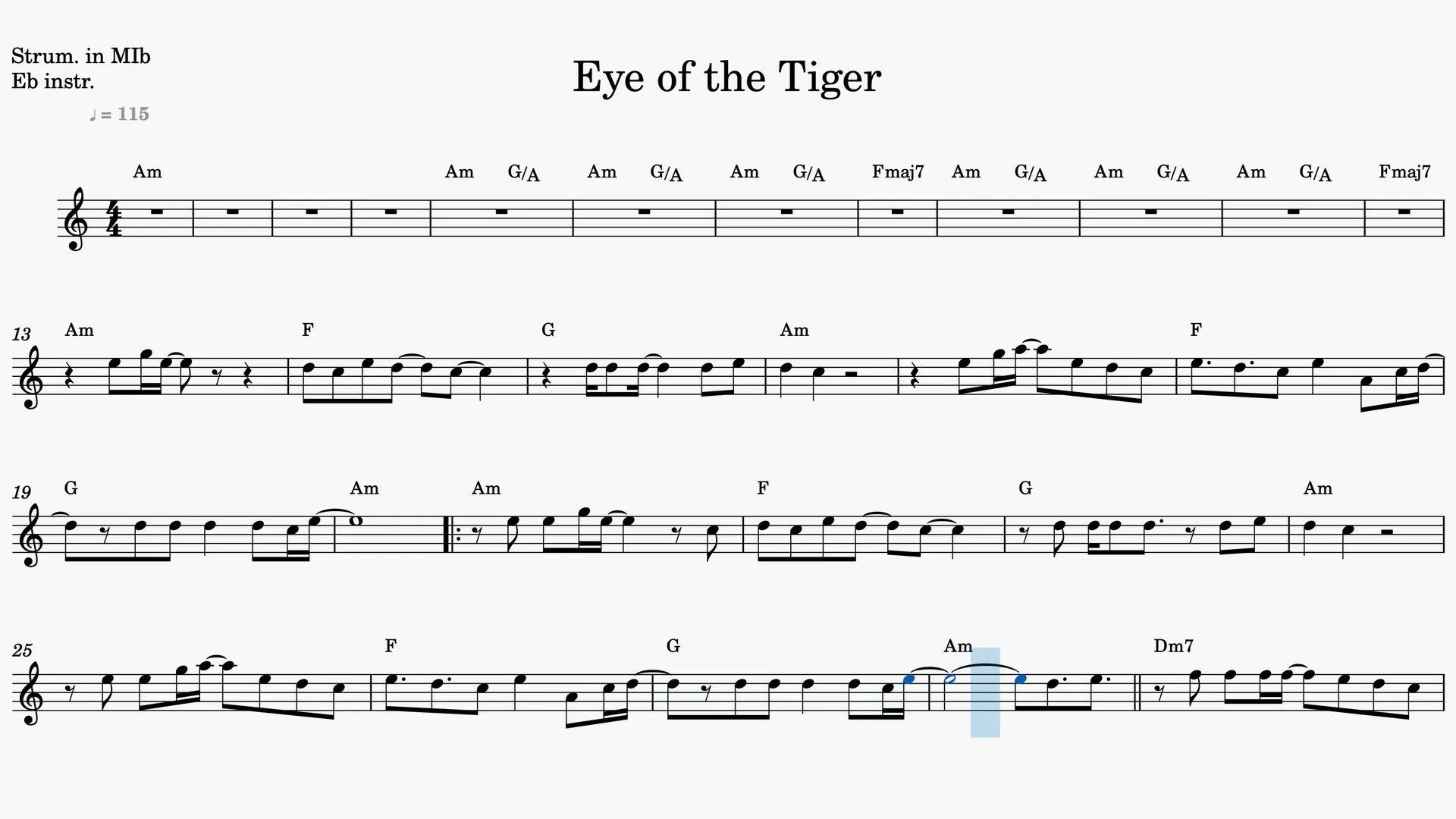 Eye of the Tiger — Video-Notenvorschau in Es