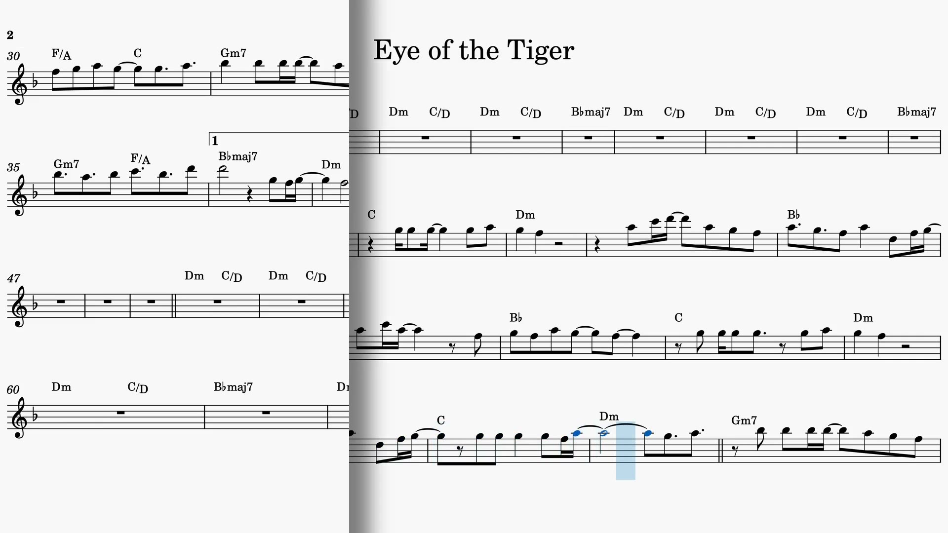 Eye of the Tiger — Video-Notenvorschau in B
