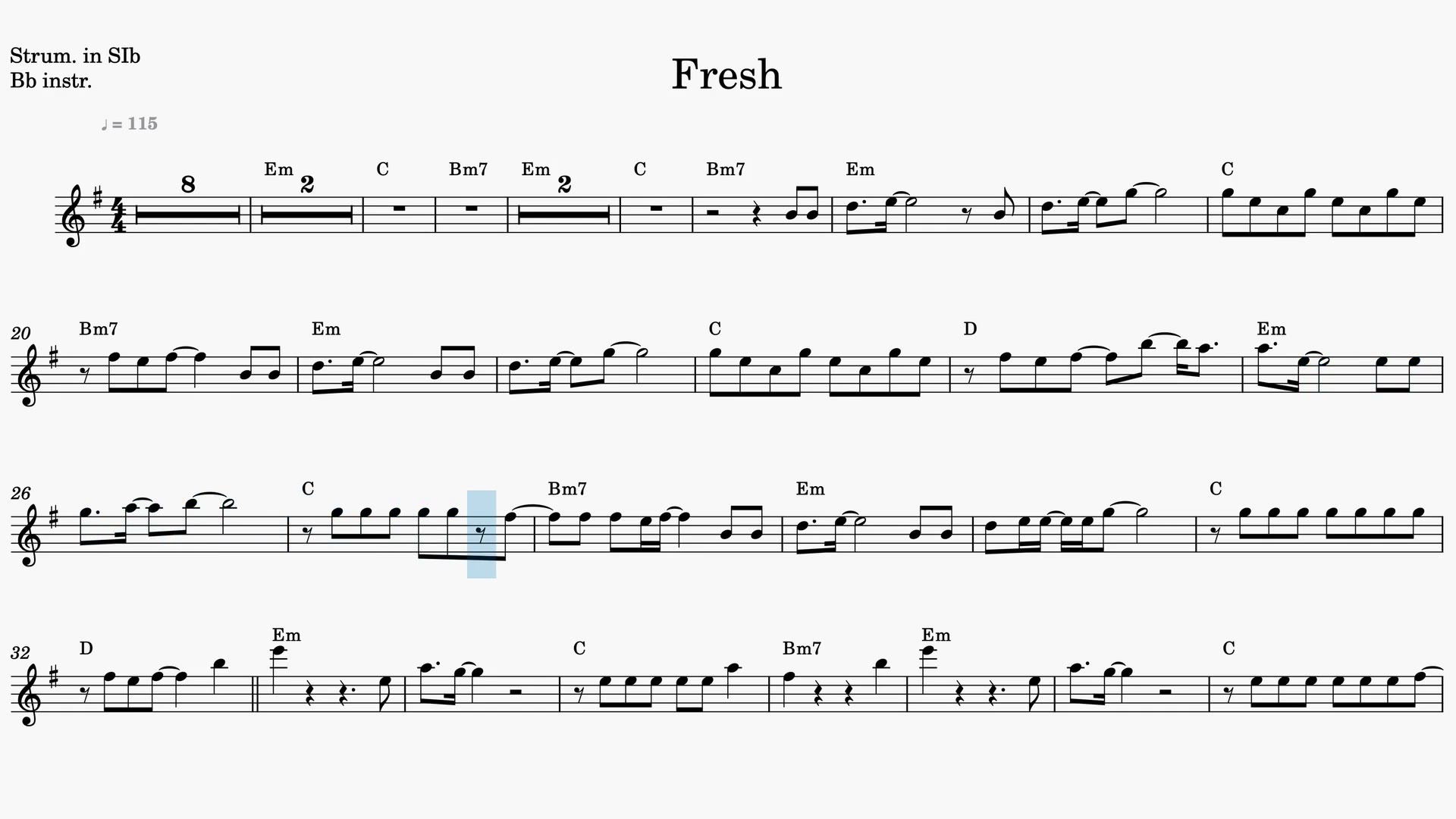 Fresh — Video-Notenvorschau in B