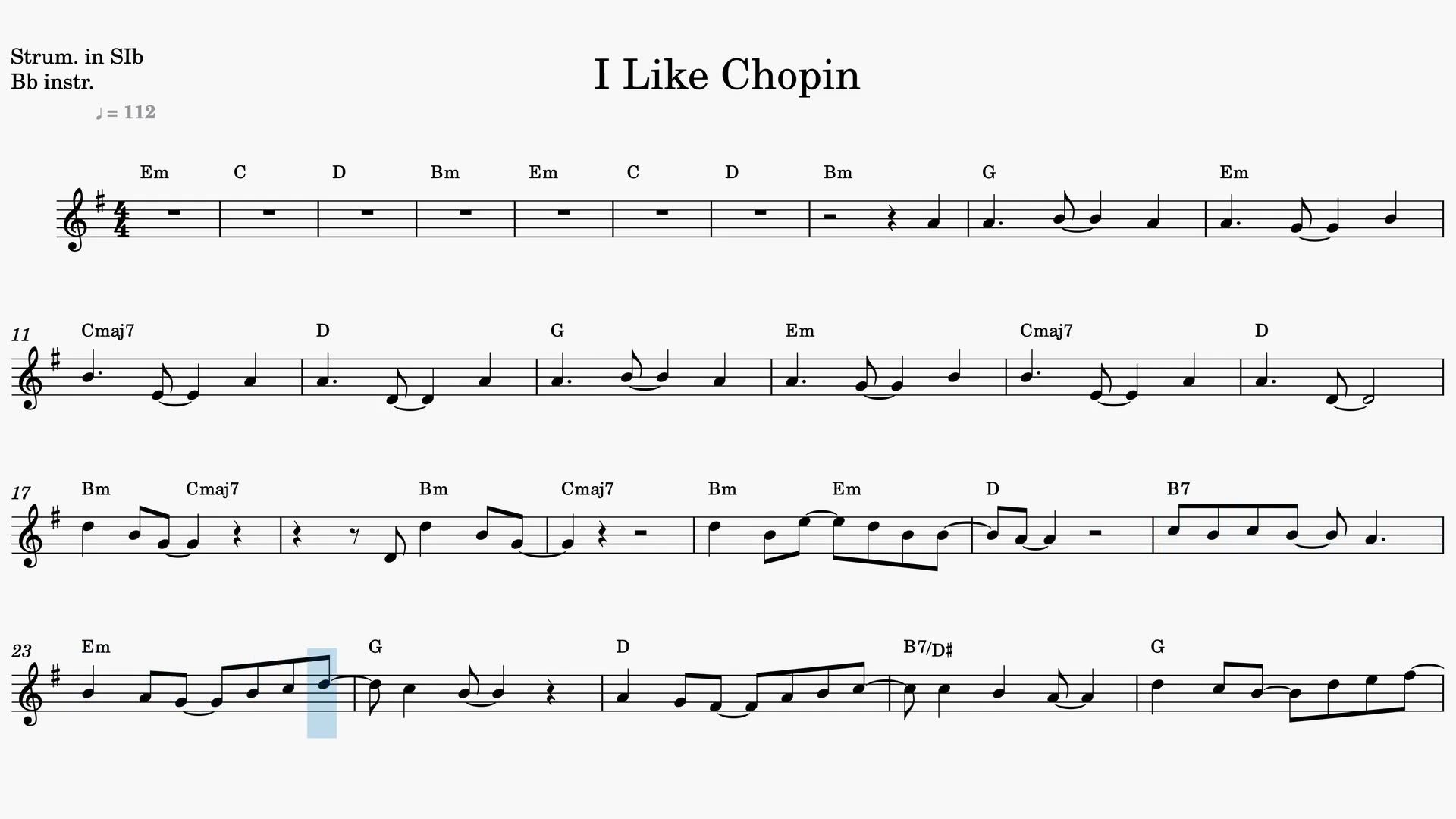 I Like Chopin — Video-Notenvorschau in B