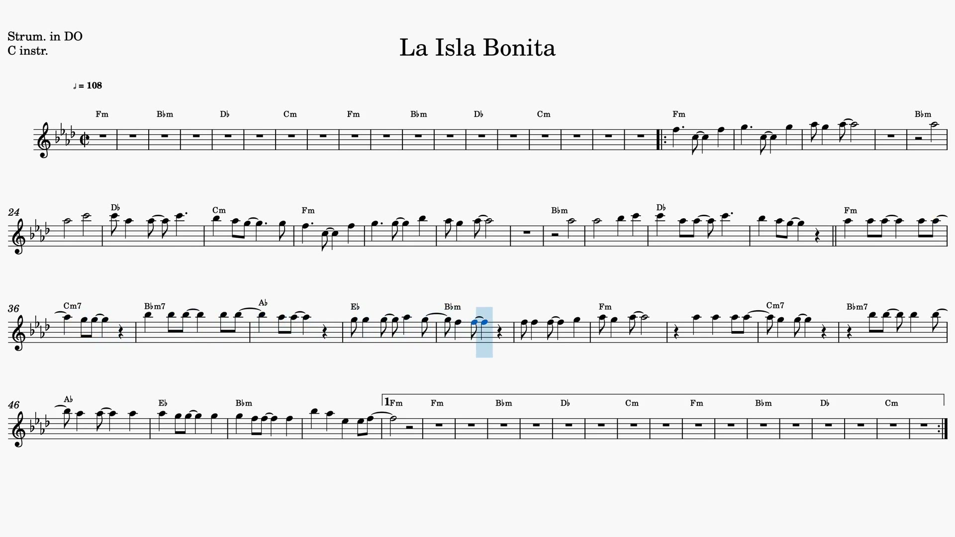 La Isla Bonita — Prévia do vídeo de partitura em Dó
