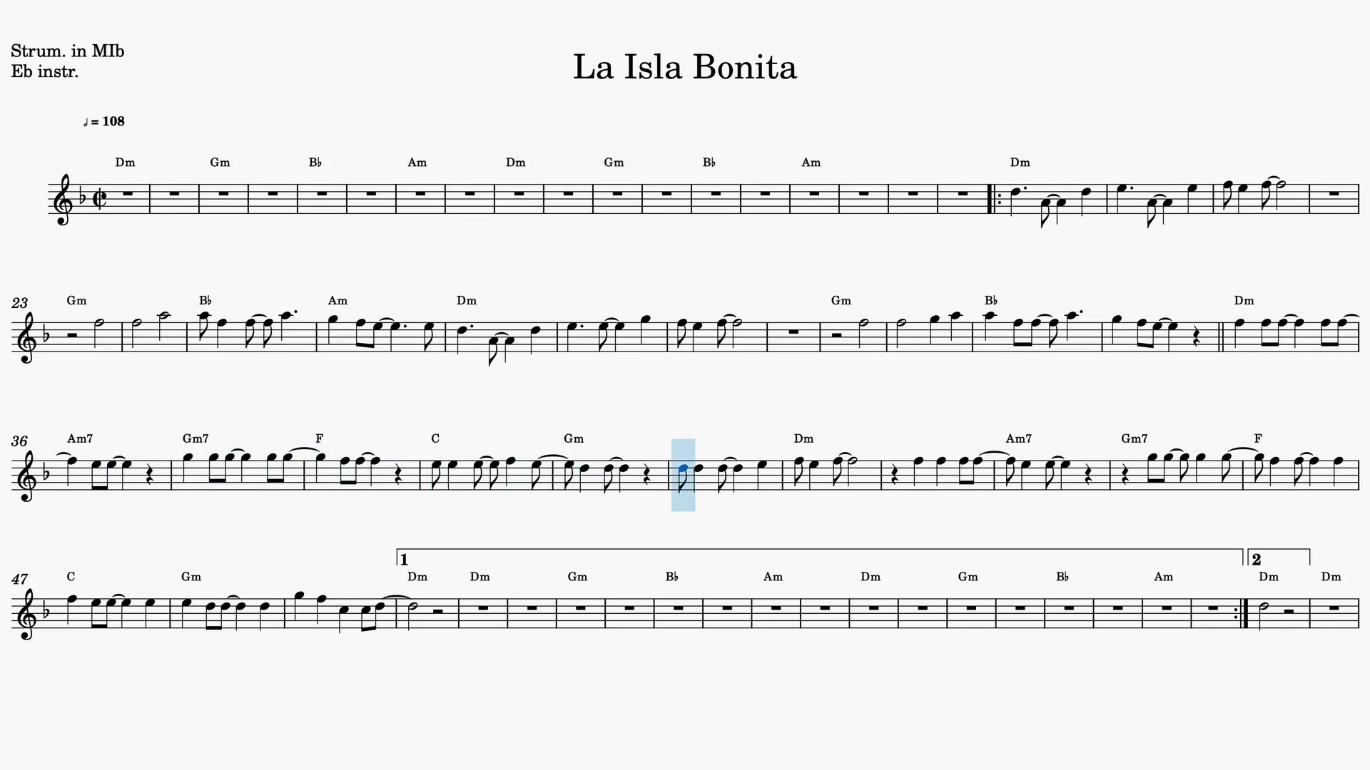 La Isla Bonita — Prévia do vídeo de partitura em Mib