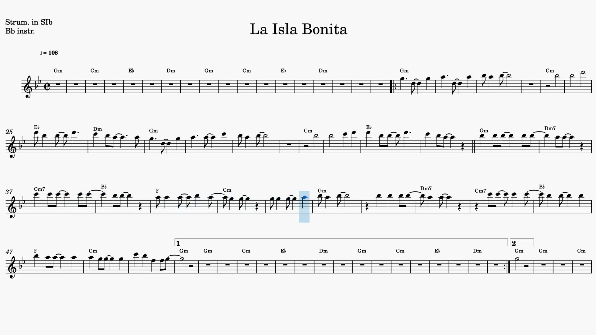 La Isla Bonita — Prévia do vídeo de partitura em Sib