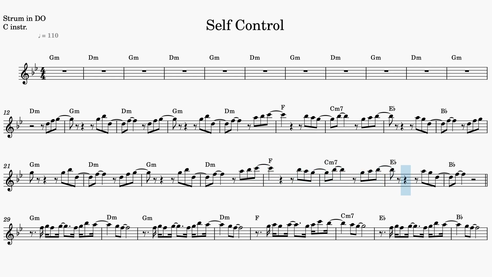 Self Control — Anteprima video spartito in Do