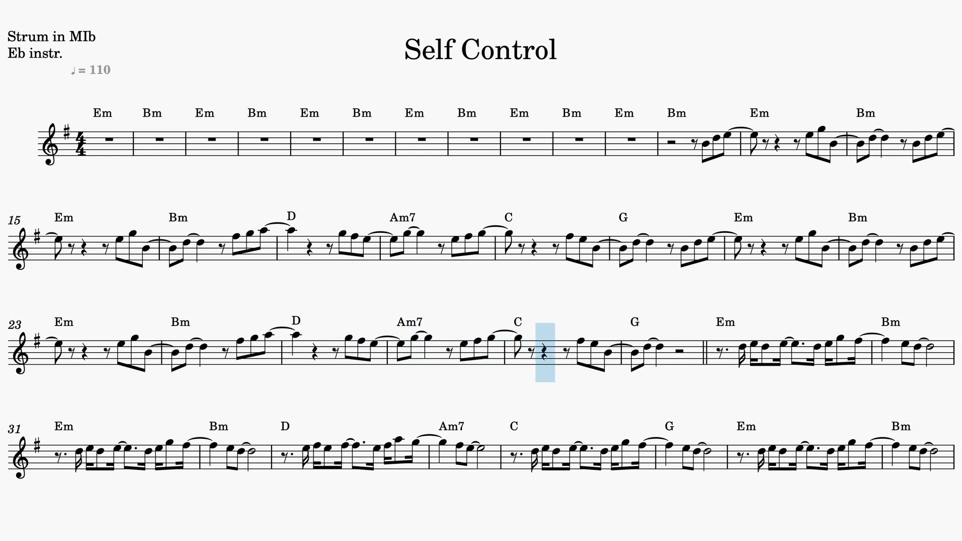Self Control — Anteprima video spartito in Mib