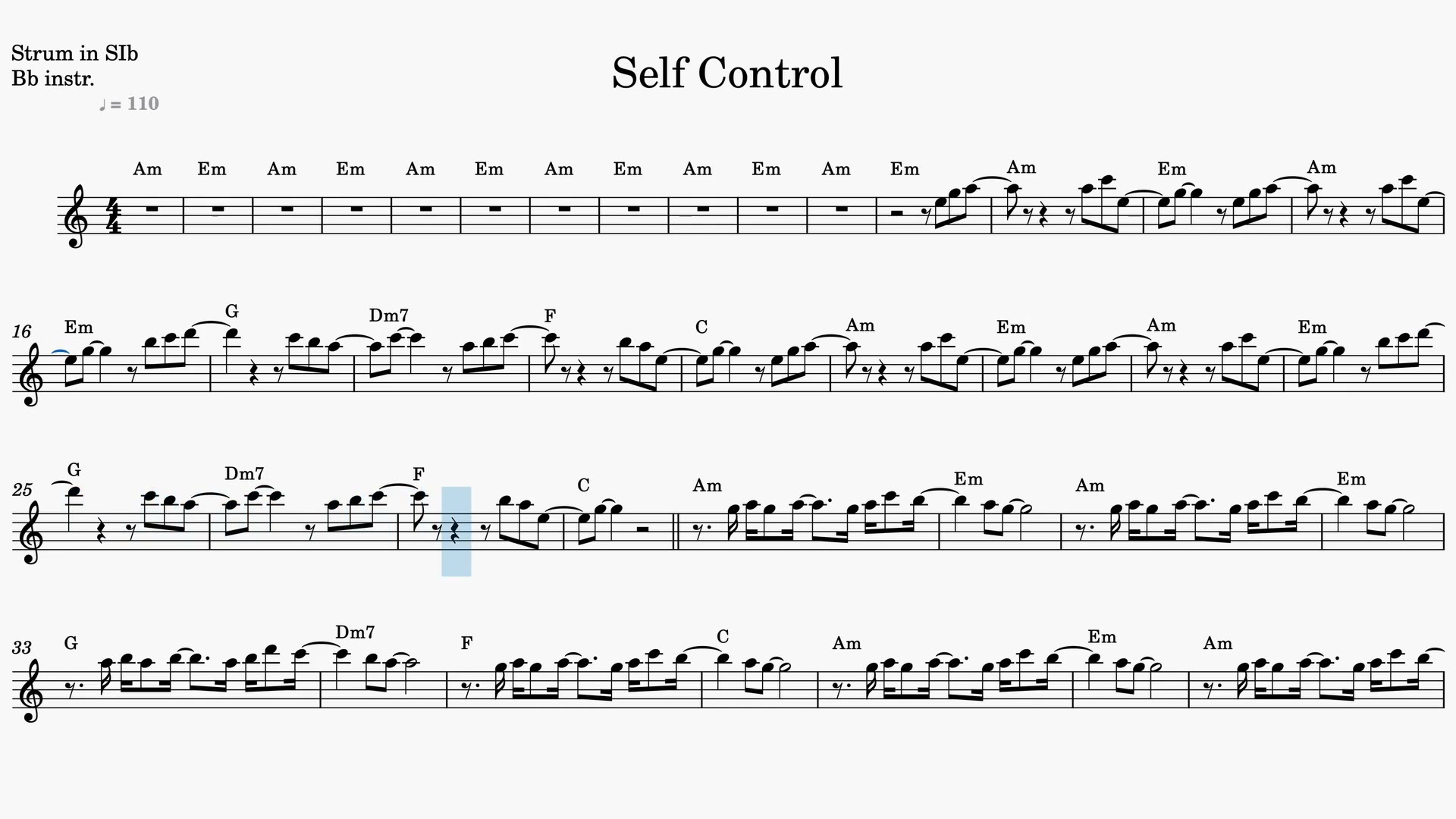Self Control — Anteprima video spartito in Sib
