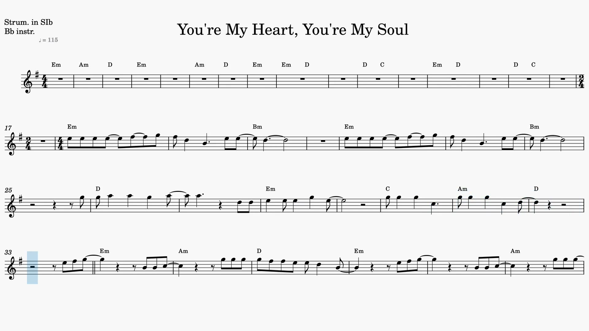 You're My Heart, You're My Soul — Anteprima video spartito in Sib