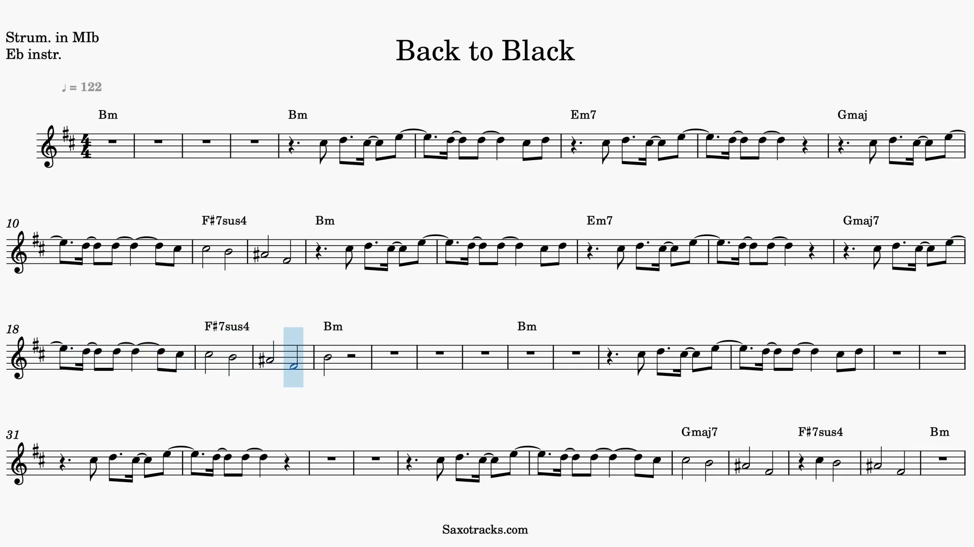Back to Black — Anteprima video spartito in Mib