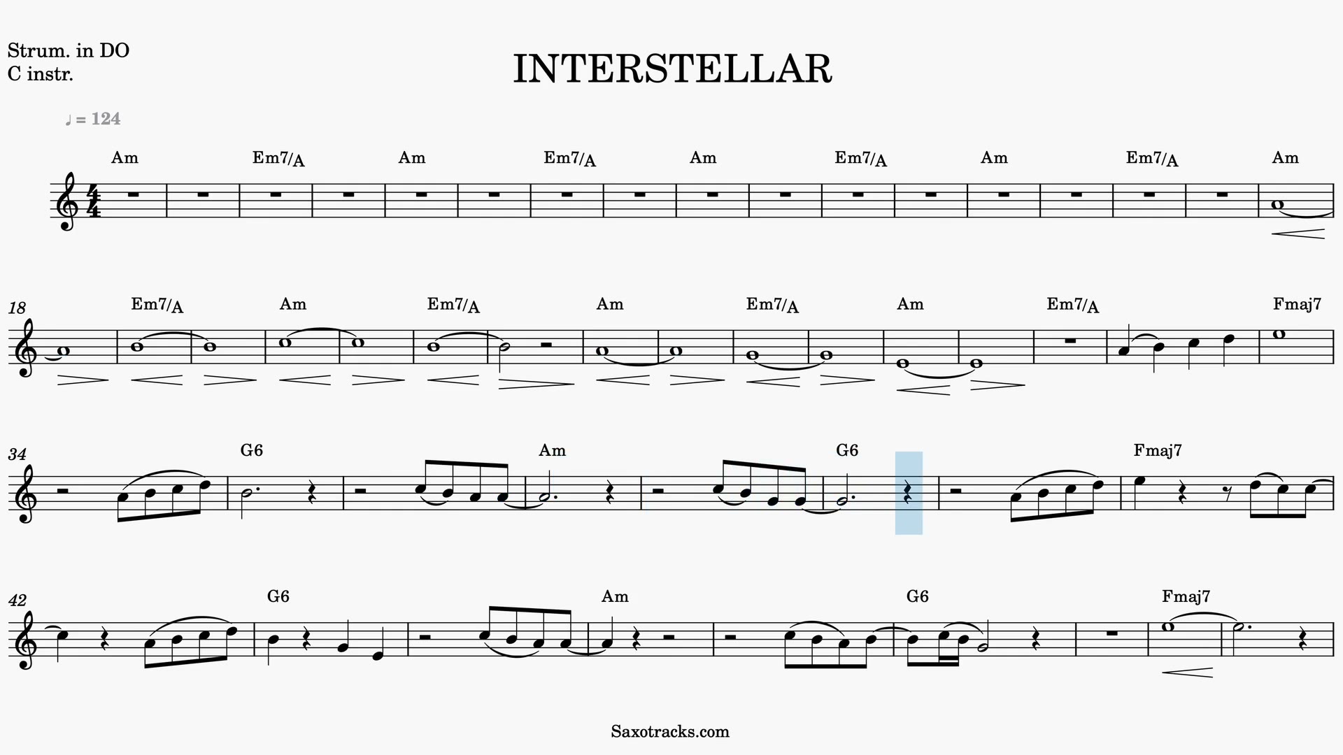 Interstellar — Anteprima video spartito in Do
