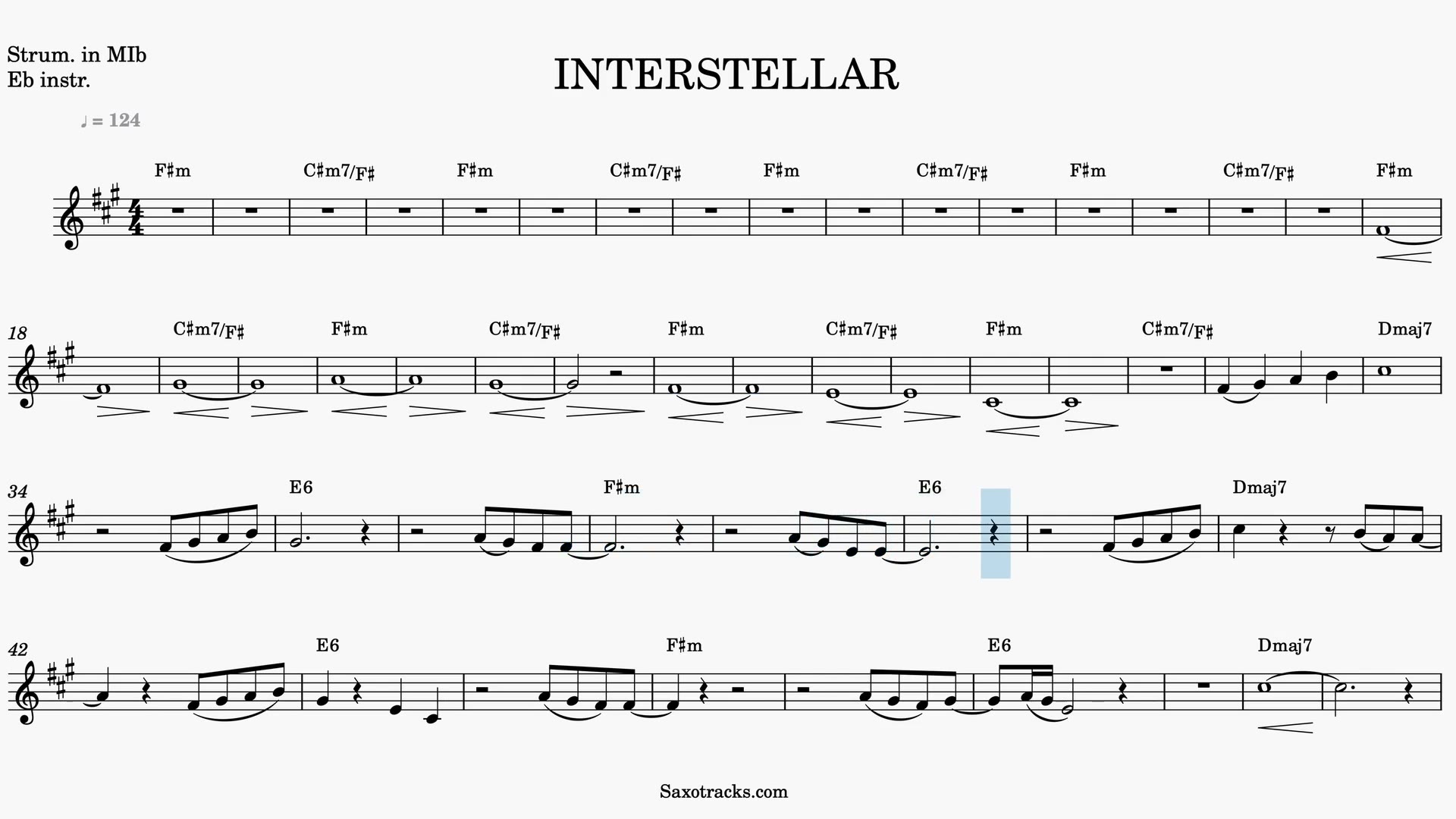 Interstellar — Anteprima video spartito in Mib