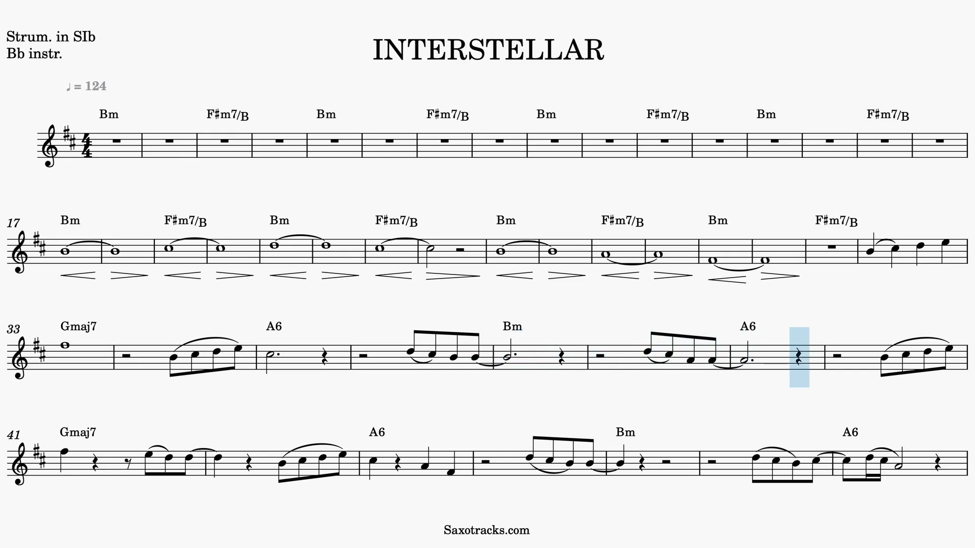 Interstellar — Anteprima video spartito in Sib