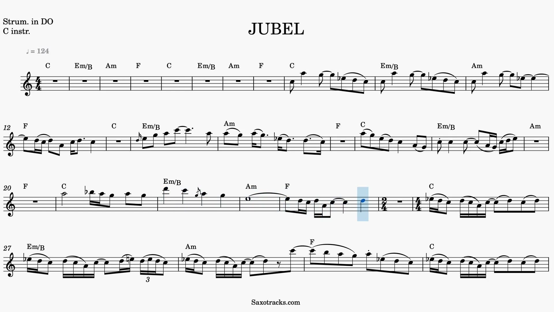 Jubel — Prévia do vídeo de partitura em Dó