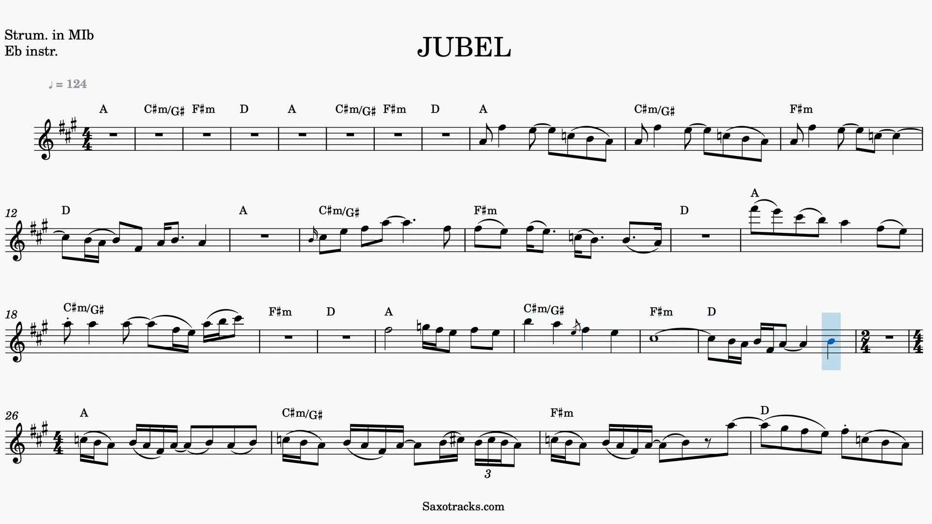 Jubel — Prévia do vídeo de partitura em Mib