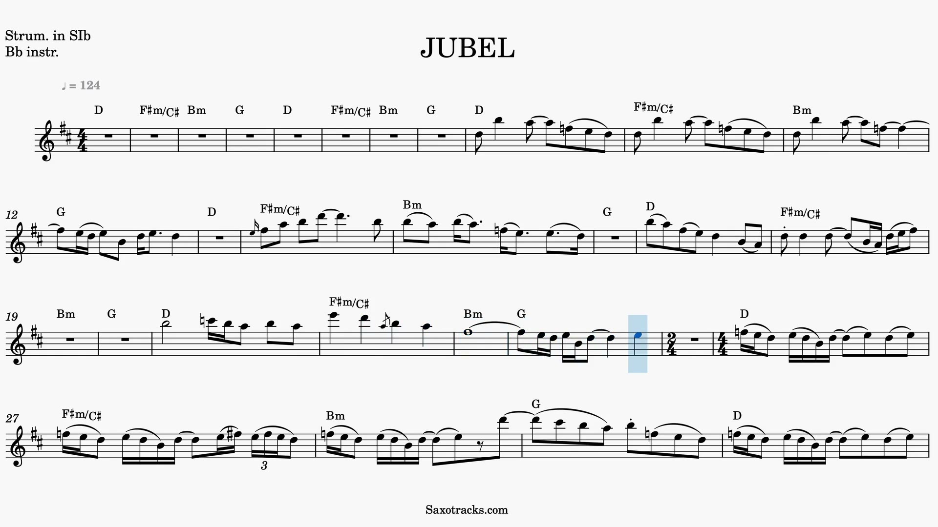 Jubel — Prévia do vídeo de partitura em Sib