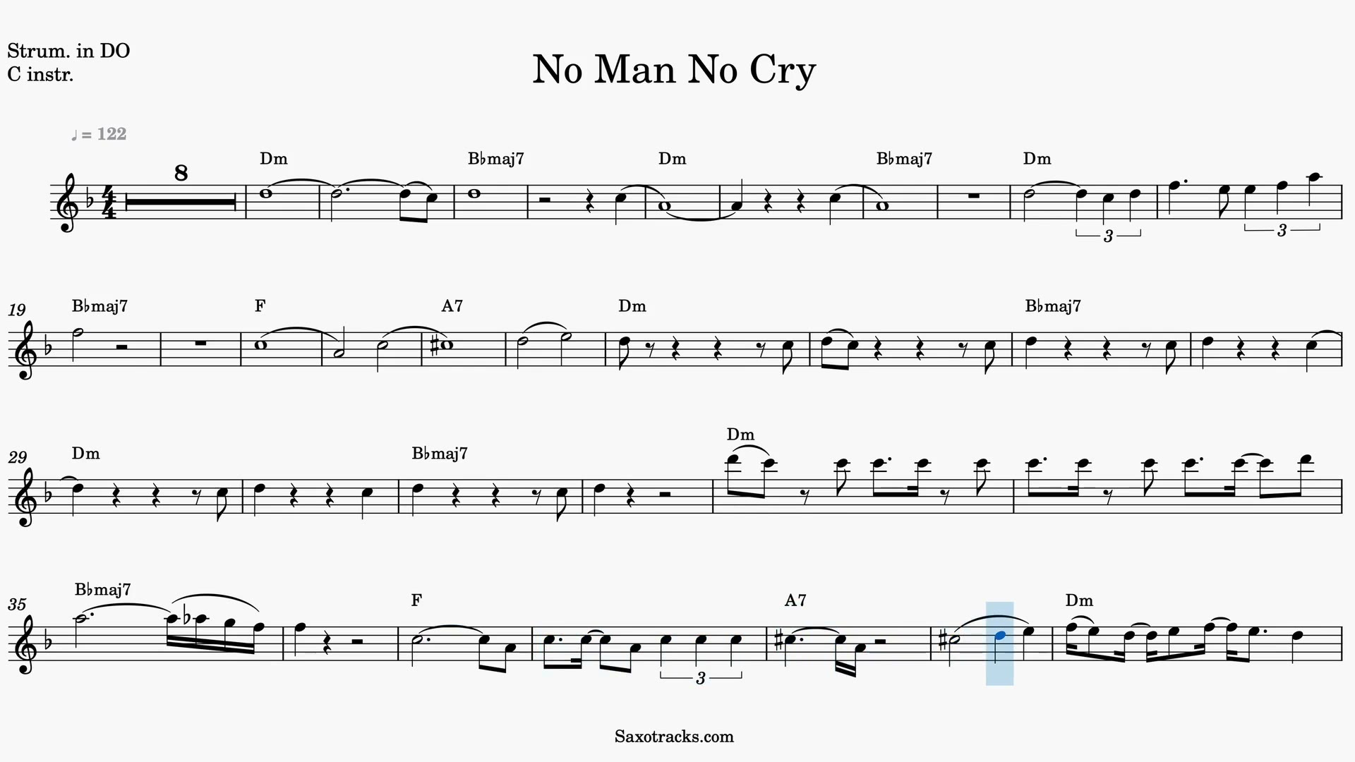 No Man No Cry — Prévia do vídeo de partitura em Dó