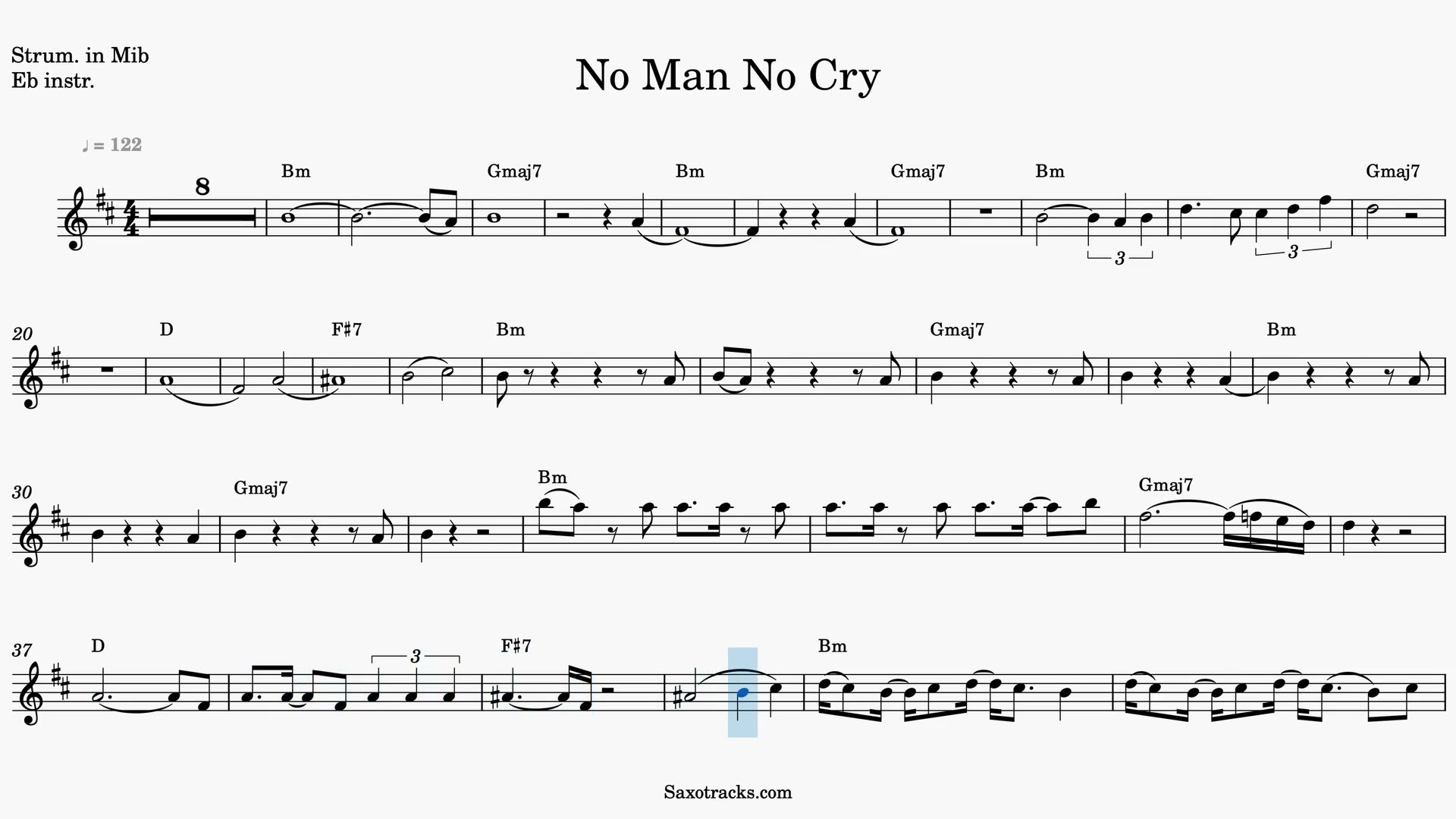 No Man No Cry — Prévia do vídeo de partitura em Mib